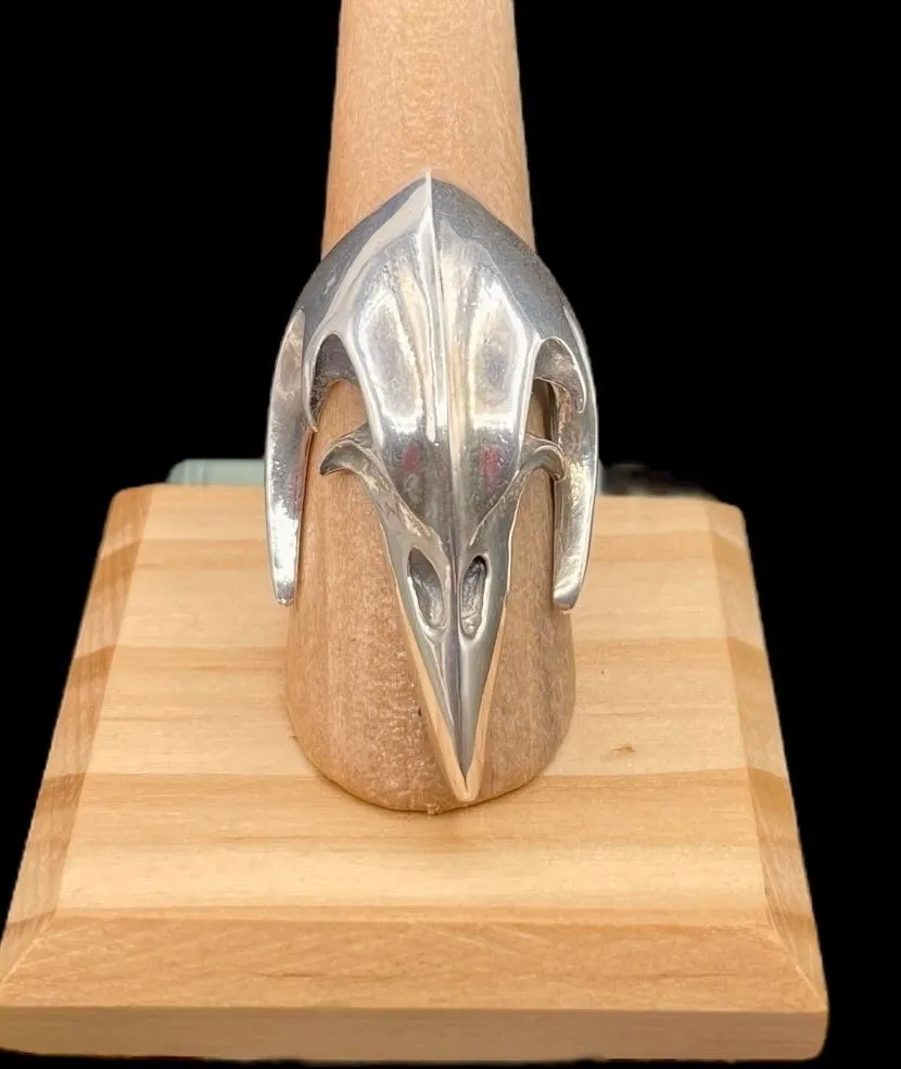 Product image for R032. Watson wTs signed Sterling silver goth skull biker raven ring sz 8.75 (19 grams)