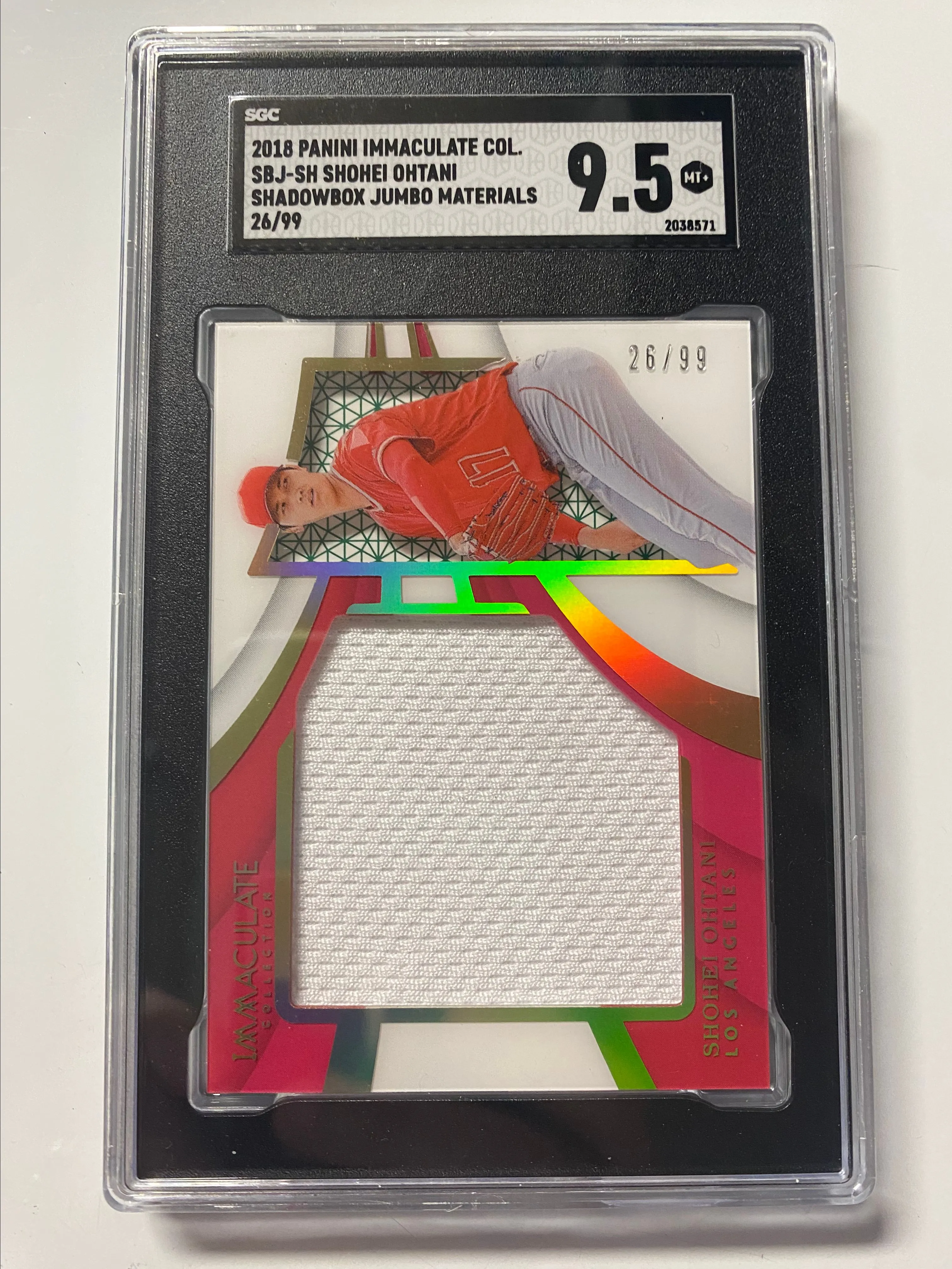 Product image for 2018 Panini Immaculate Collection #SBJ-SH Shohei Ohtani Rookie /99 - SGC 9.5 Player Used