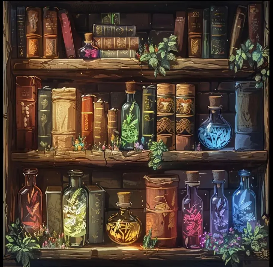 Product image for #267 Books and Potions 20cm X 20cm Diamond Painting Art Kit