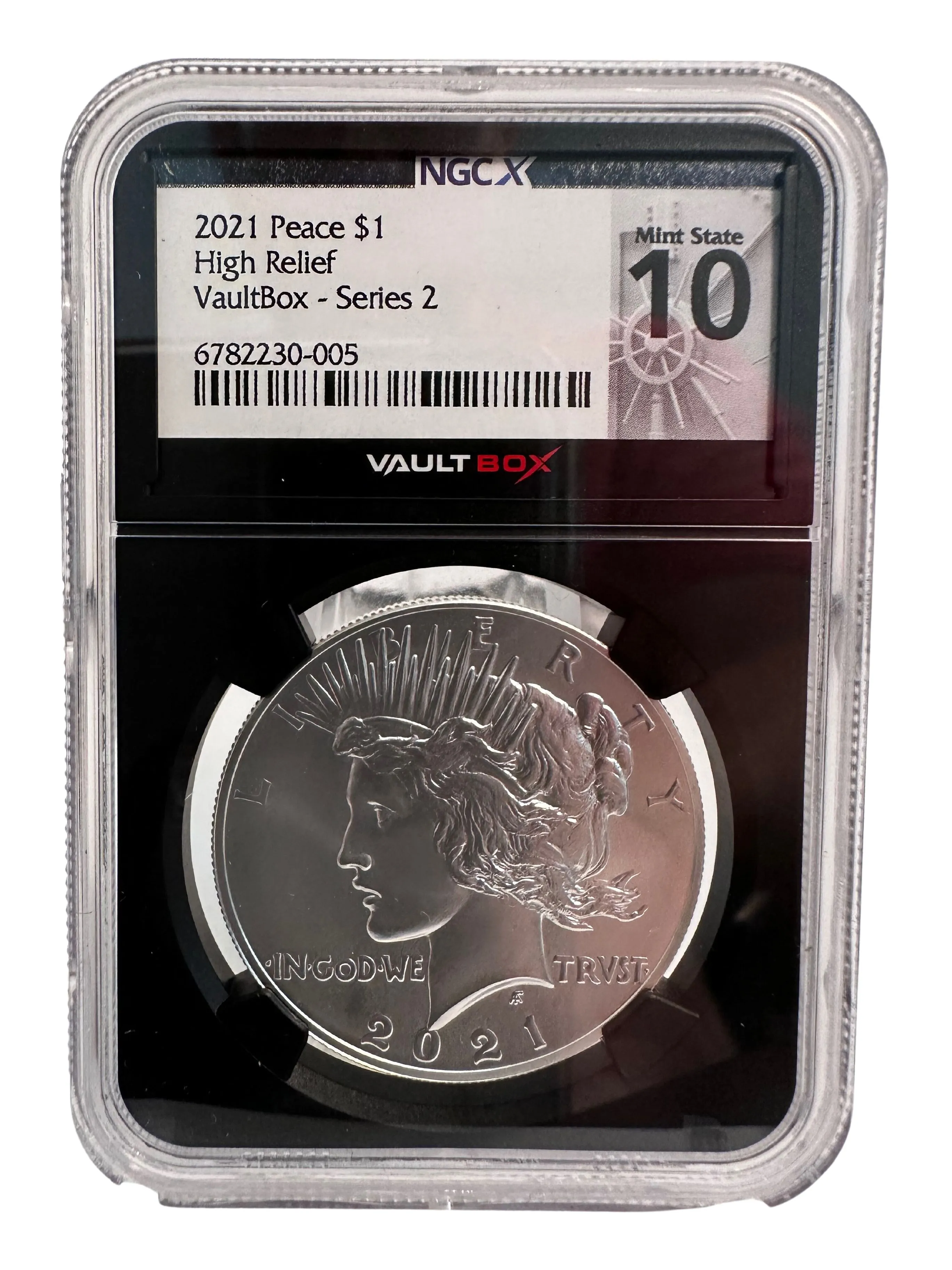 Product image for 2021(P) High Relief $1 Peace Silver Dollar NGCX Mint State 10