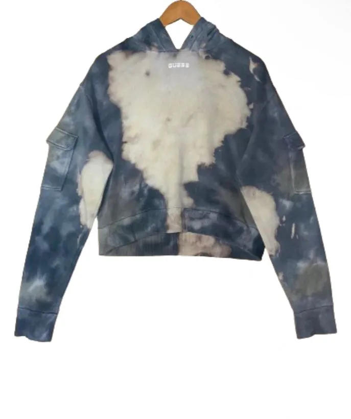 Product image for Guess Women's Gray Tie Dye Cropped Hoodie Size Small