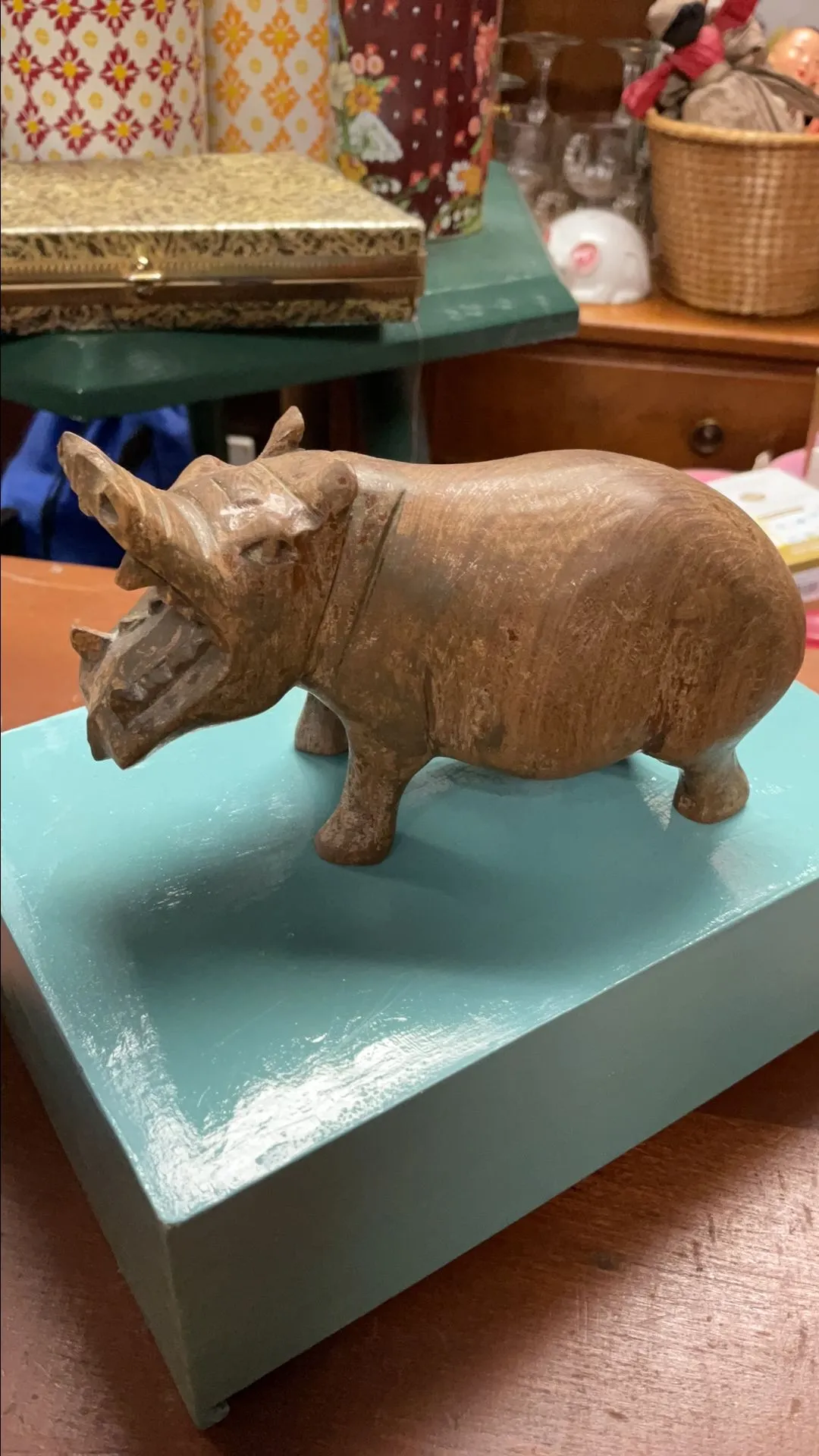 Product image for Wood carved hippo