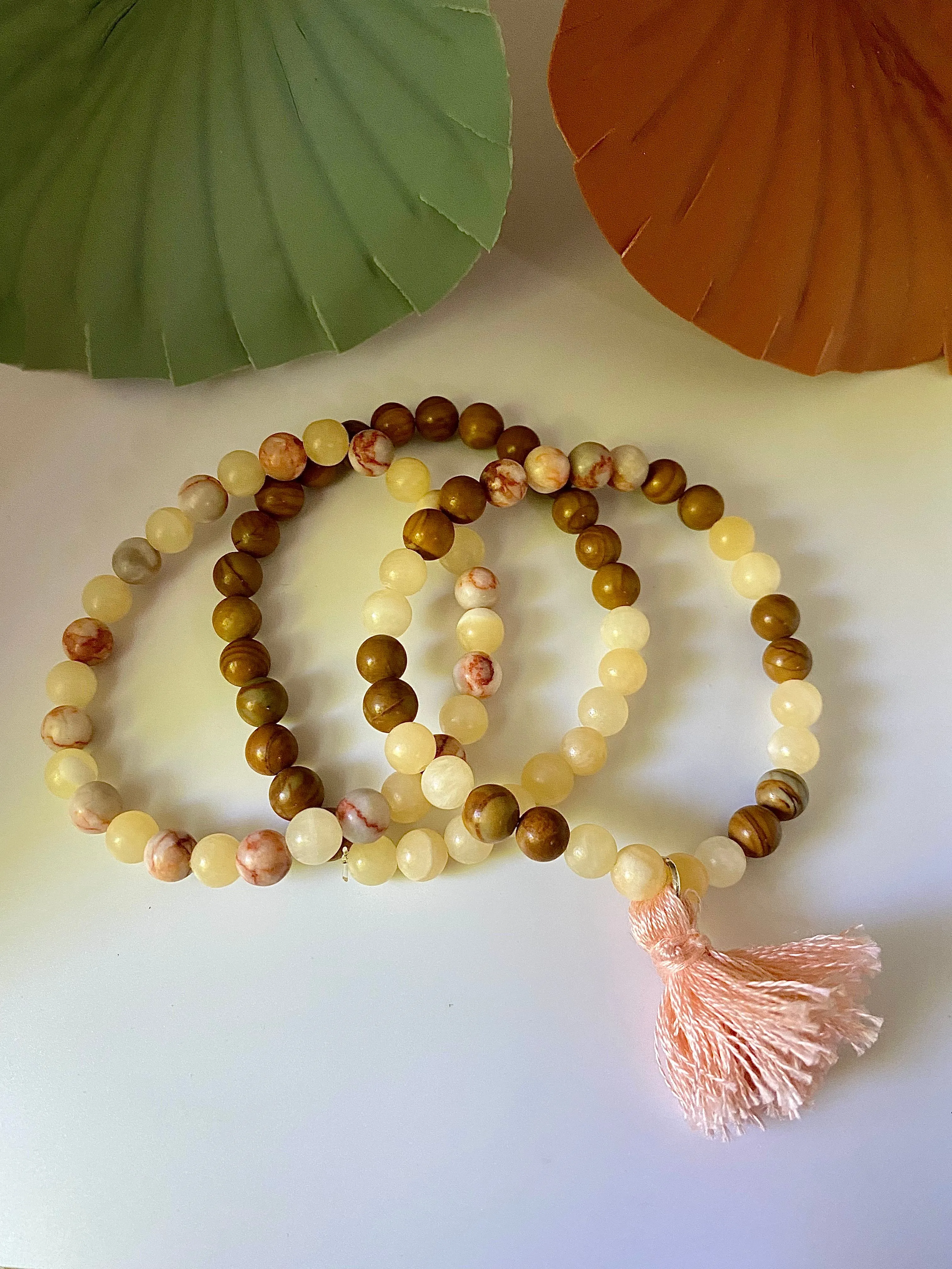 Product image for Red Line Jasper, Picture Jasper and Yellow Jade Bracelet