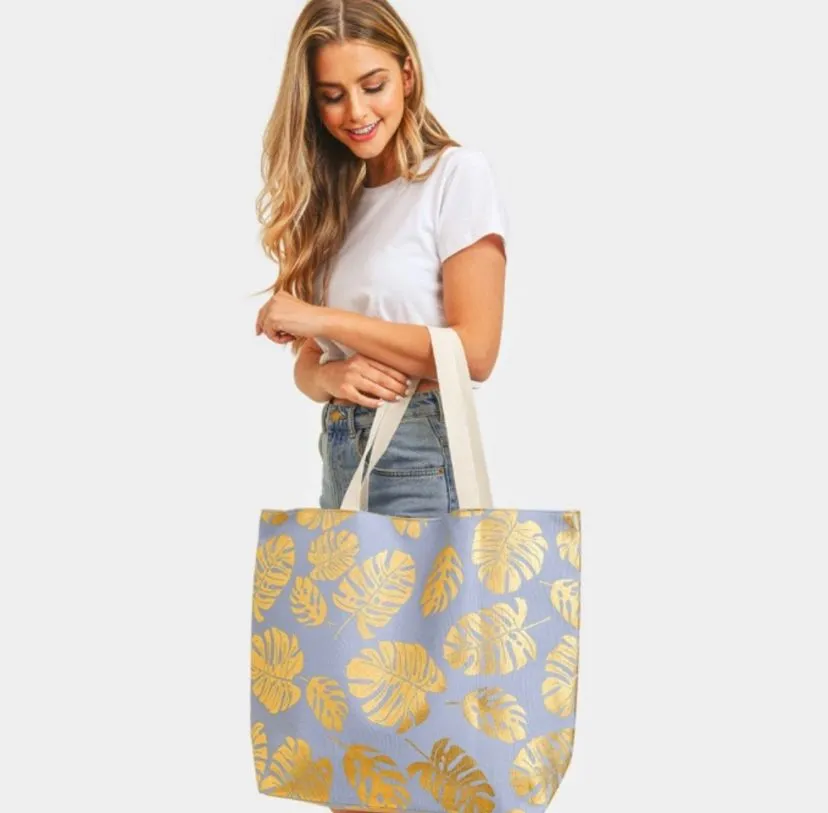Product image for NEW Monstera beach tote bag - POWDER BLUE
