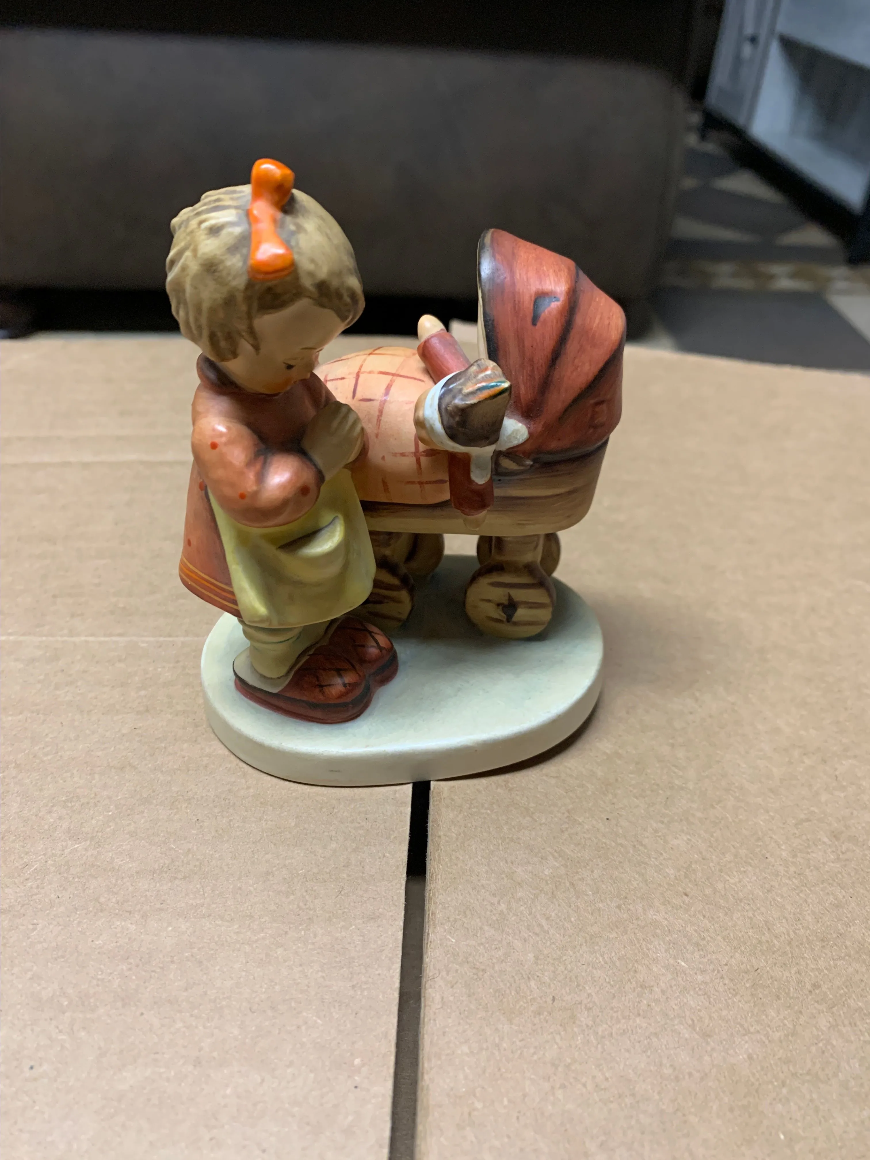 Product image for 1982 Hummel Girl Doll Mother Baby Carriage figurine