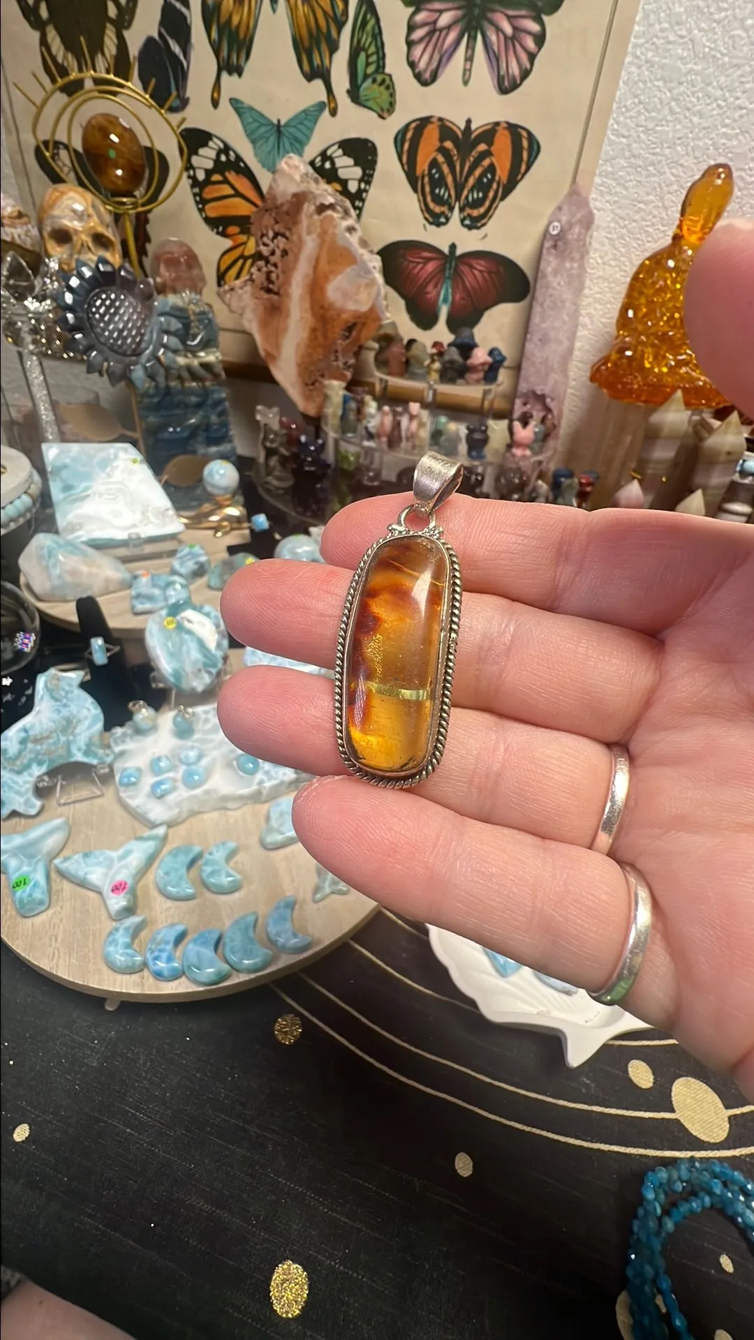 Product image for * Lightning Deal* Amber Pendant on sterling silver (b)