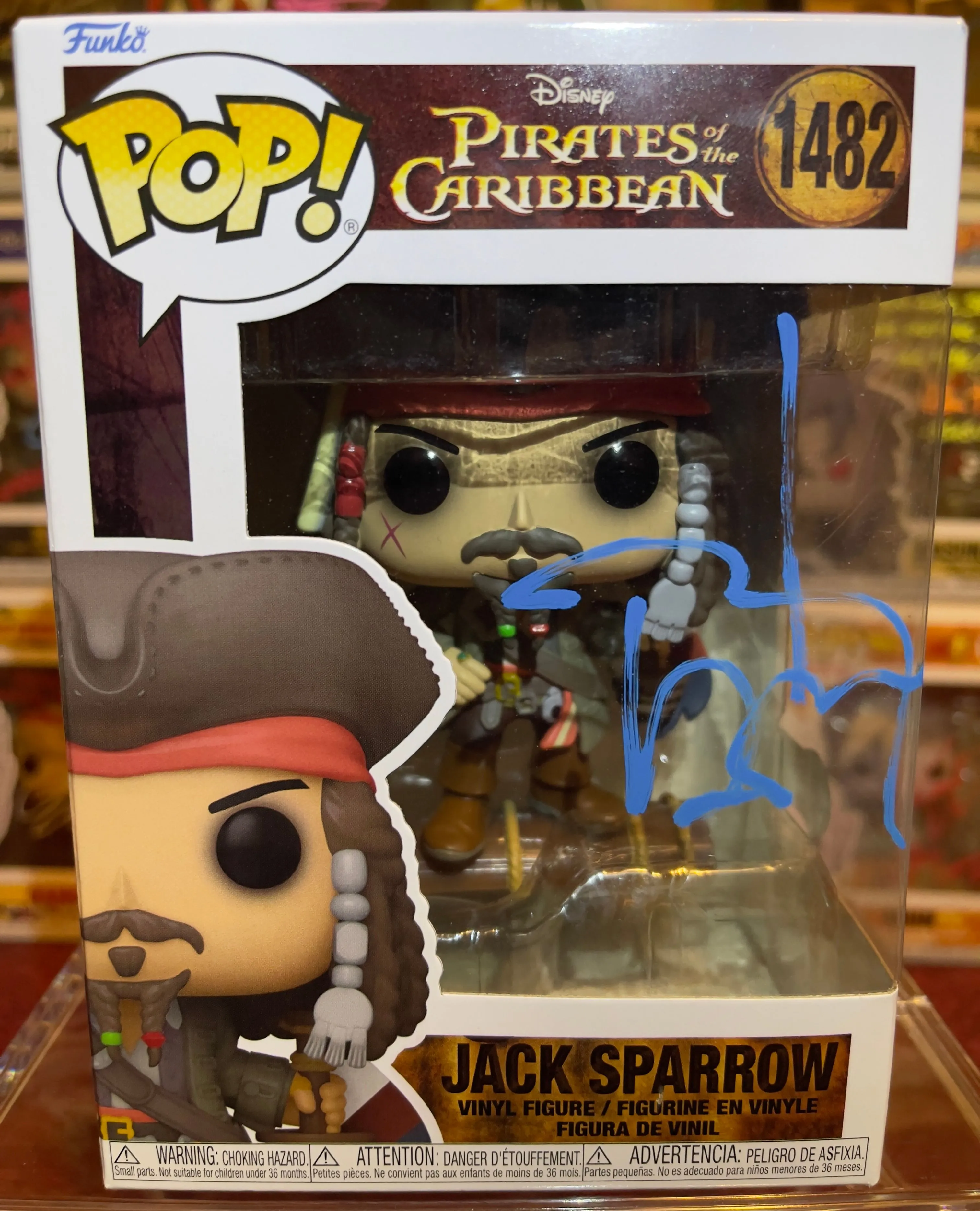 Product image for Pirates of the Caribbean Jack Sparrow #1482 Signed By Johnny Depp Funko Pop Beckett BAS COA