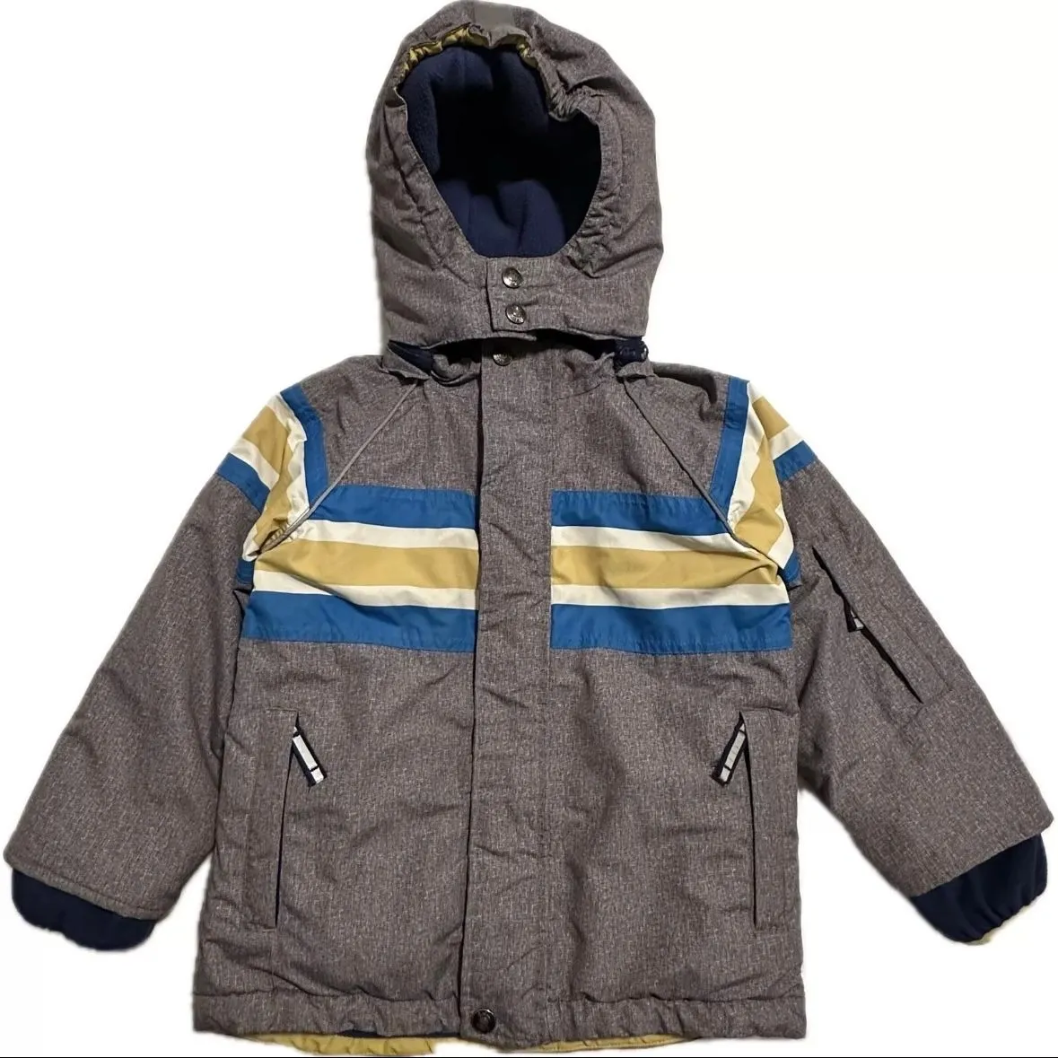 Product image for Boden Winter Snow Puffer Ski Jacket Gray Color Block Coat Toddler Kids Size 3-4Y 15x17.5
