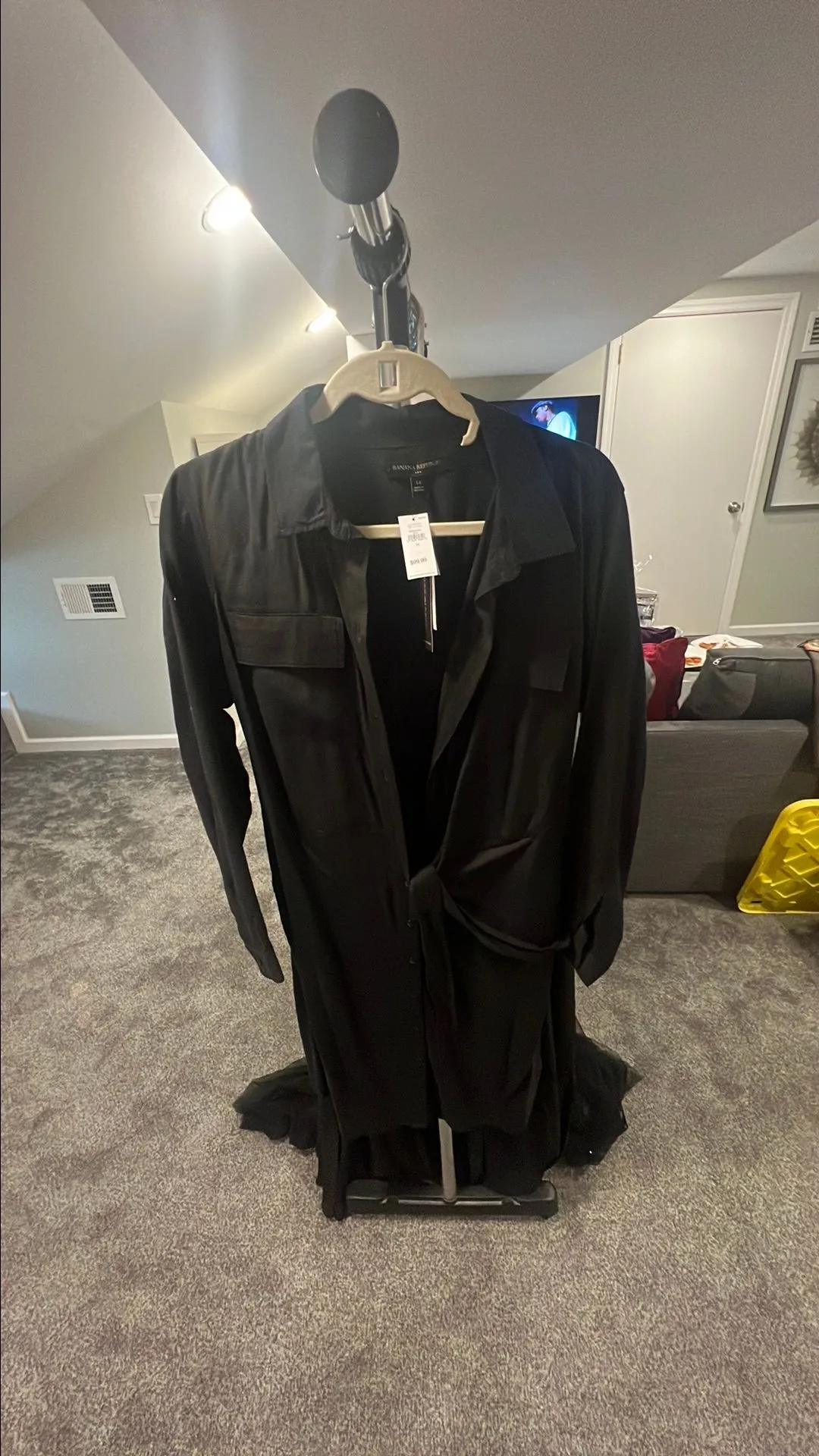 Product image for BANANA REPUBLIC black long collared dress