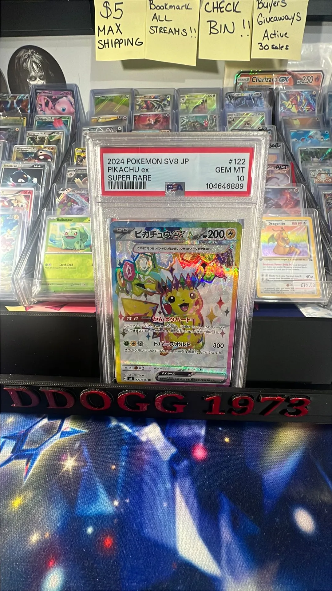 Product image for PIKACHU EX GEM MINT 10 PSA 122/106 SR