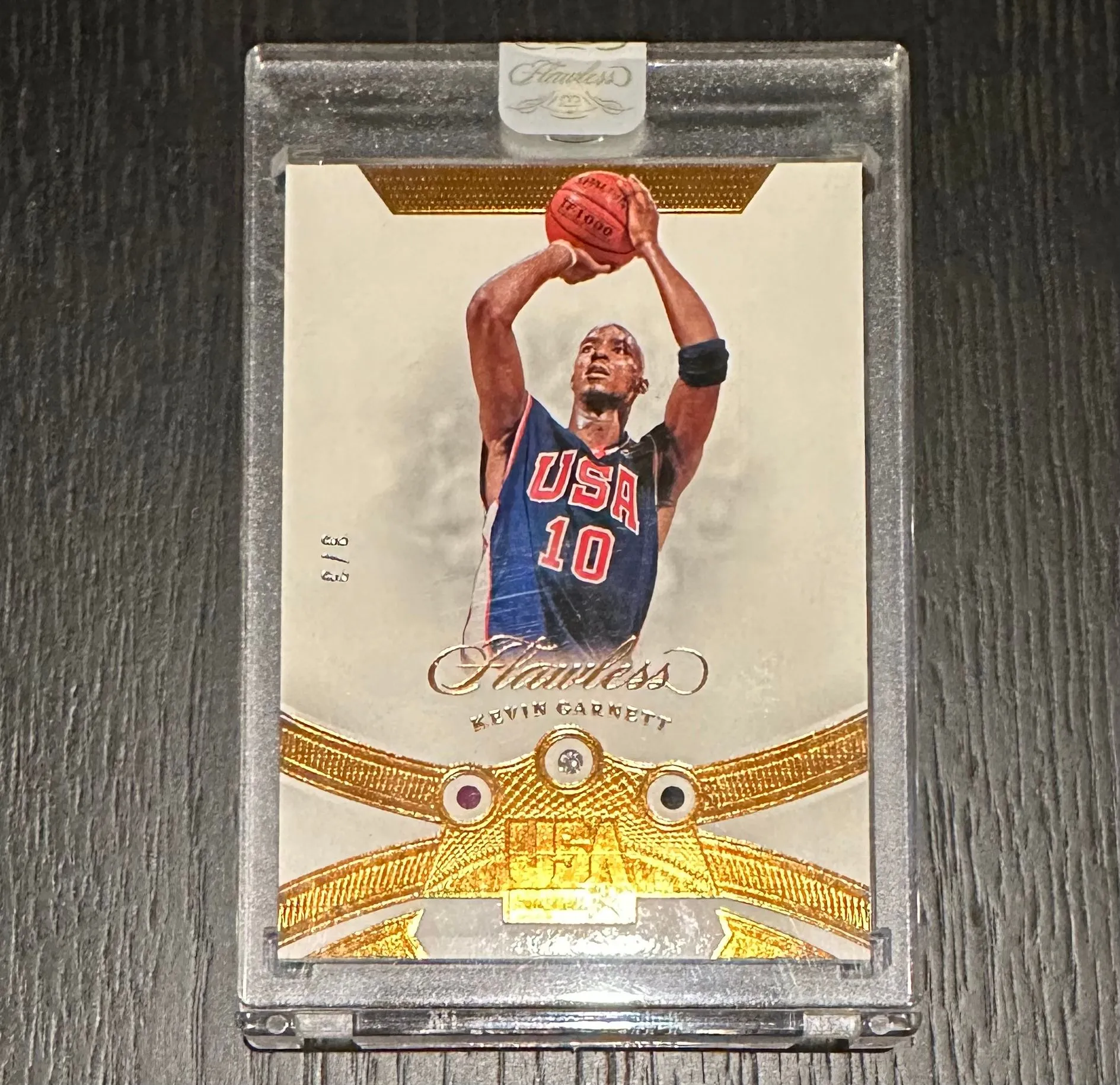 Product image for 2019-20 PANINI FLAWLESS USA GEMS KEVIN GARNETT RUBY DIAMOND SAPPHIRE SSP /3 Gold