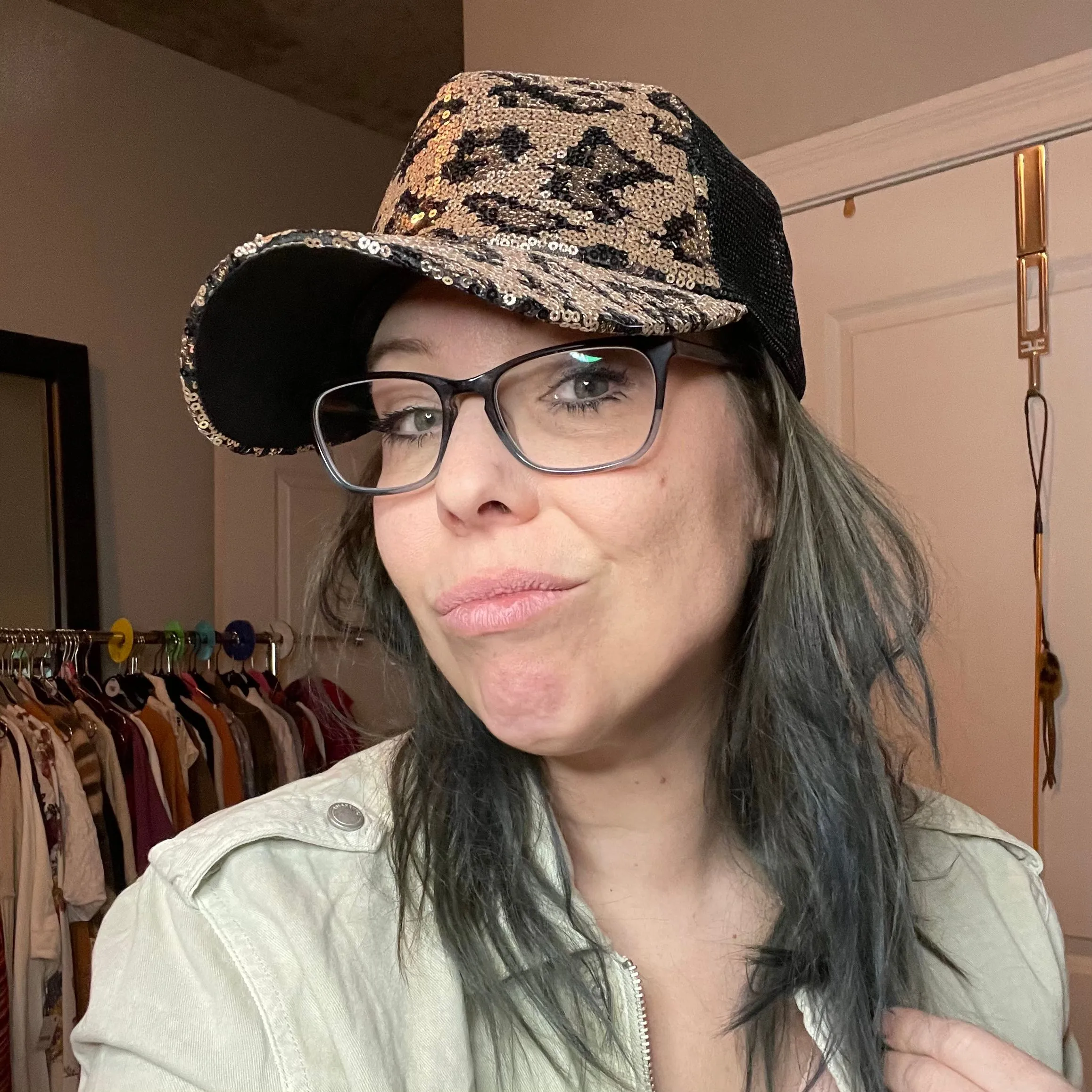 Product image for Sequin animal print hat