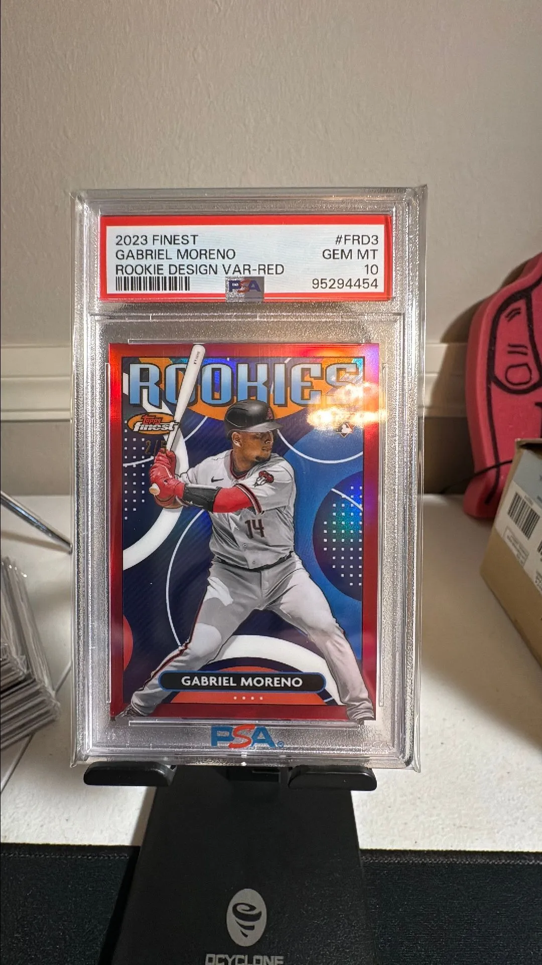 Product image for 2023 Topps Finest Finest Rookies Design Variations Gabriel Moreno FRD3 Rookie Design Var-Red PSA GEM