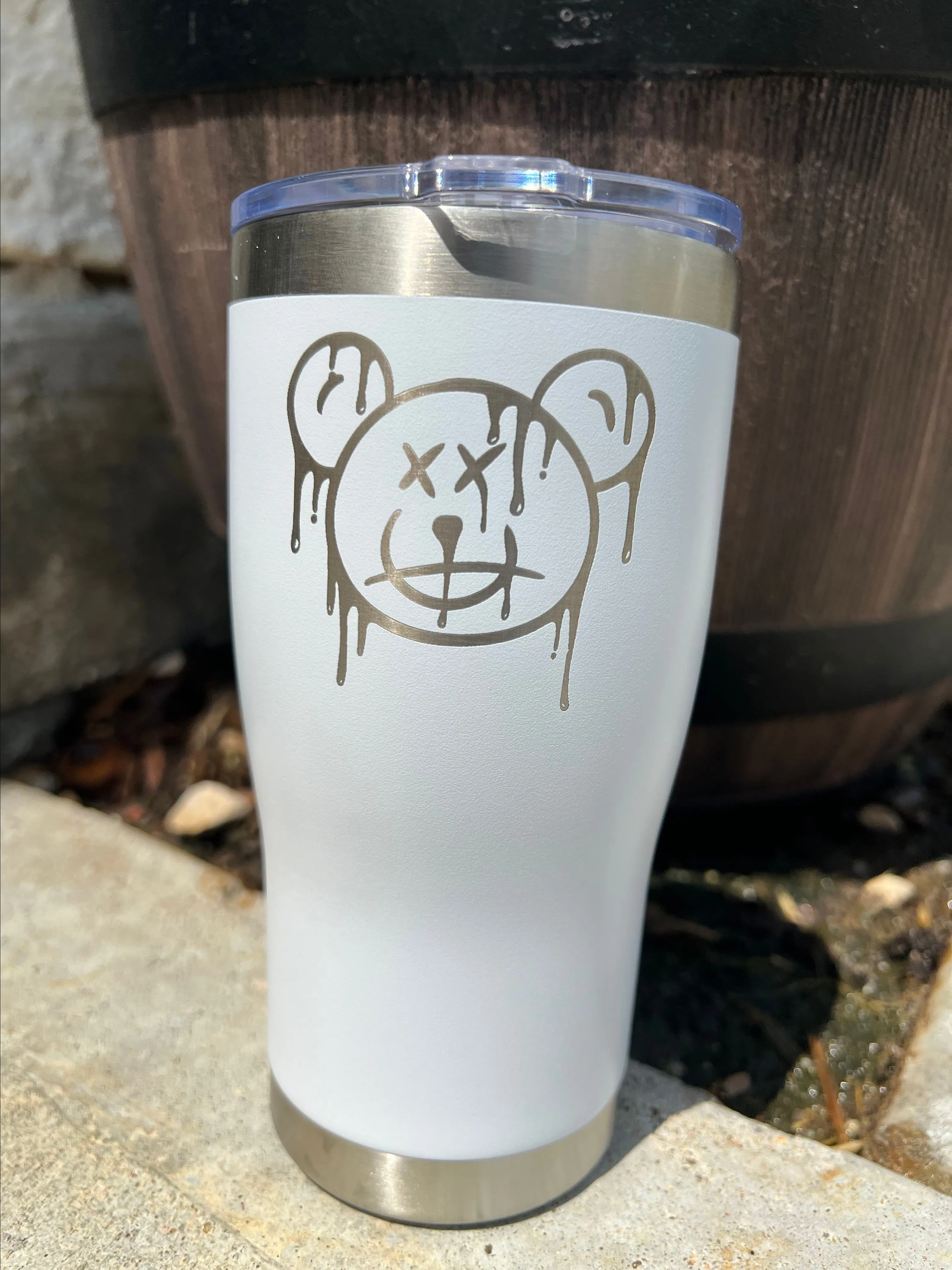 Product image for Drippy Bear on Tumbler - White