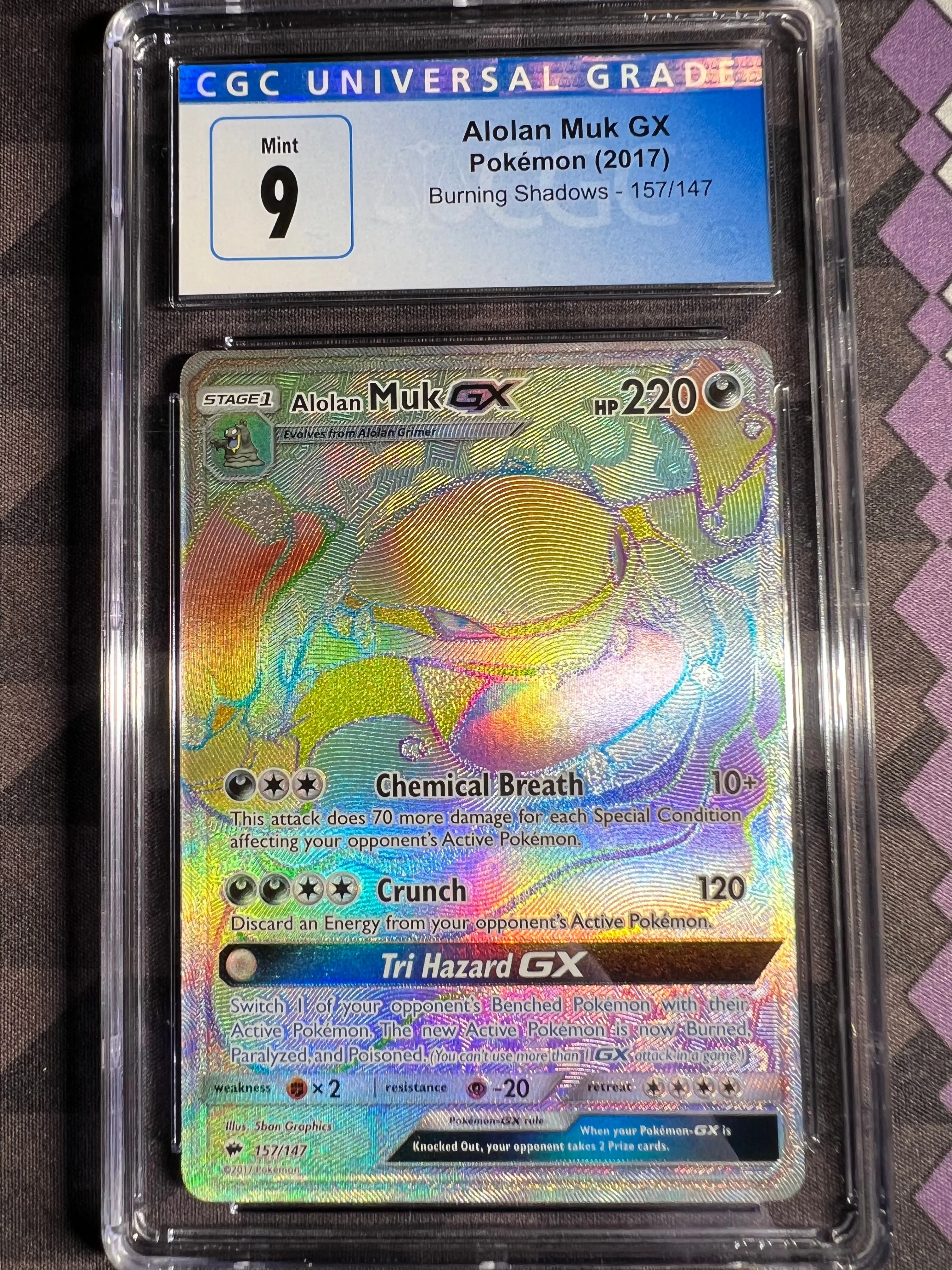 Product image for SL: 2017 Burning Shadows Alolan Muk GX  CGC 9