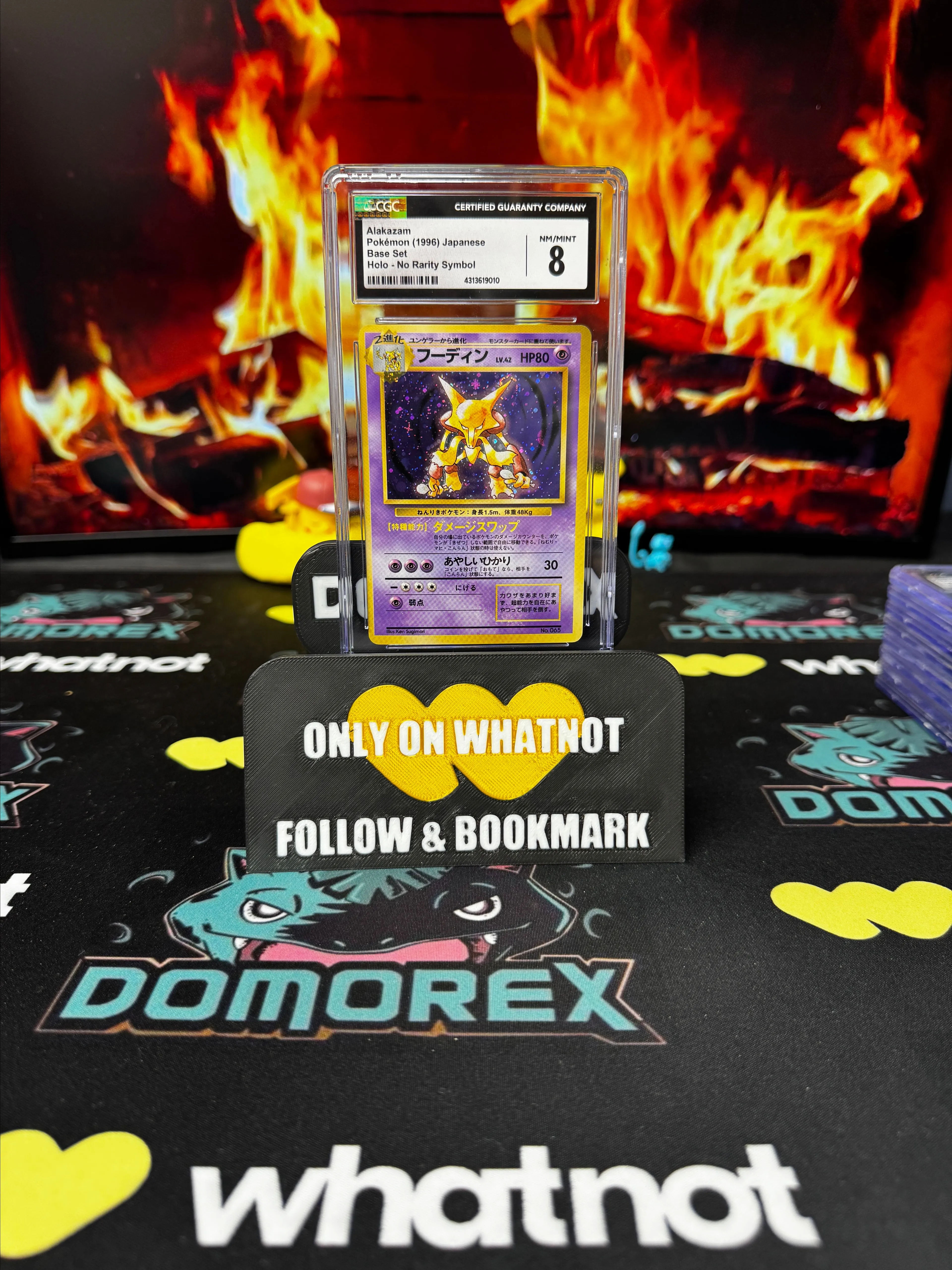 Product image for 1996 Pokémon Japanese Base Set No Rarity Symbol Alakazam Holo- CGC 8