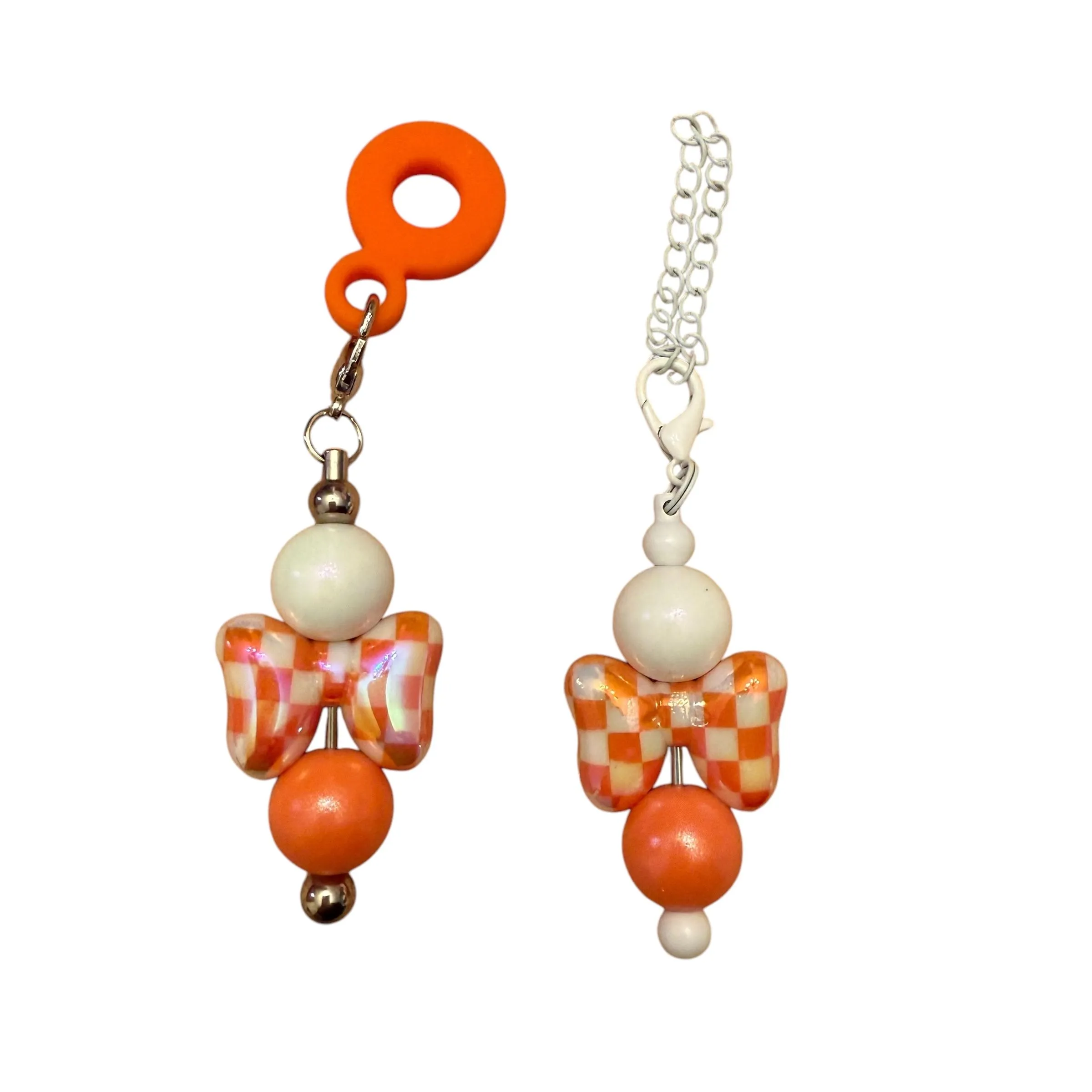 Product image for BIN: Orange Checkered Bow Cup Charm Set