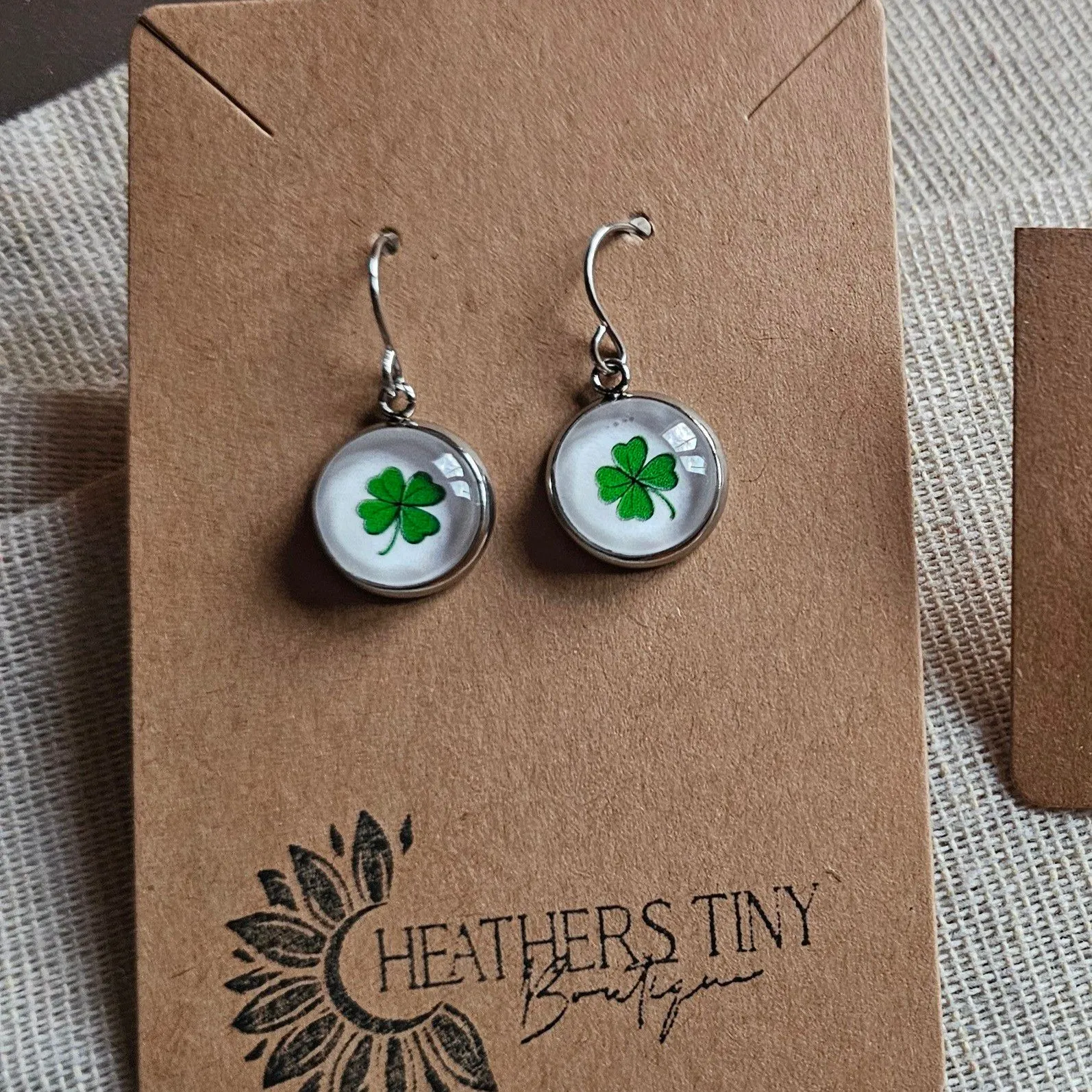 Product image for four leaf clover st Patrick's day earrings