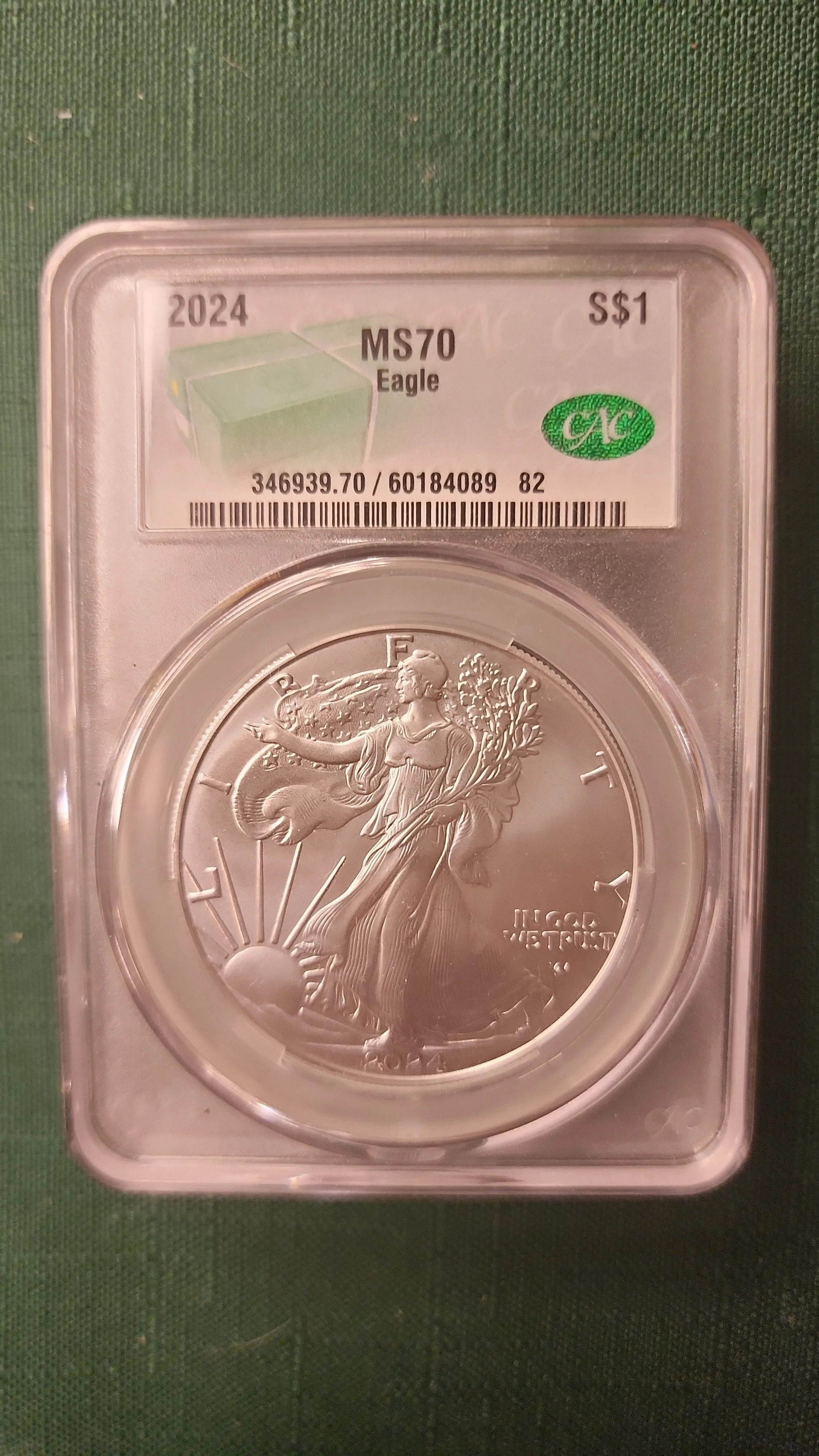 Product image for CAC 2024 MS70 American Silver Eagle First Day Of Delivery Monster Box Label S$1 346939.