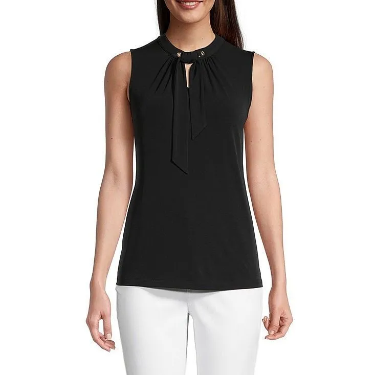 Product image for Liz Claiborne Womens Split Tie Neck Sleeveless Blouse
