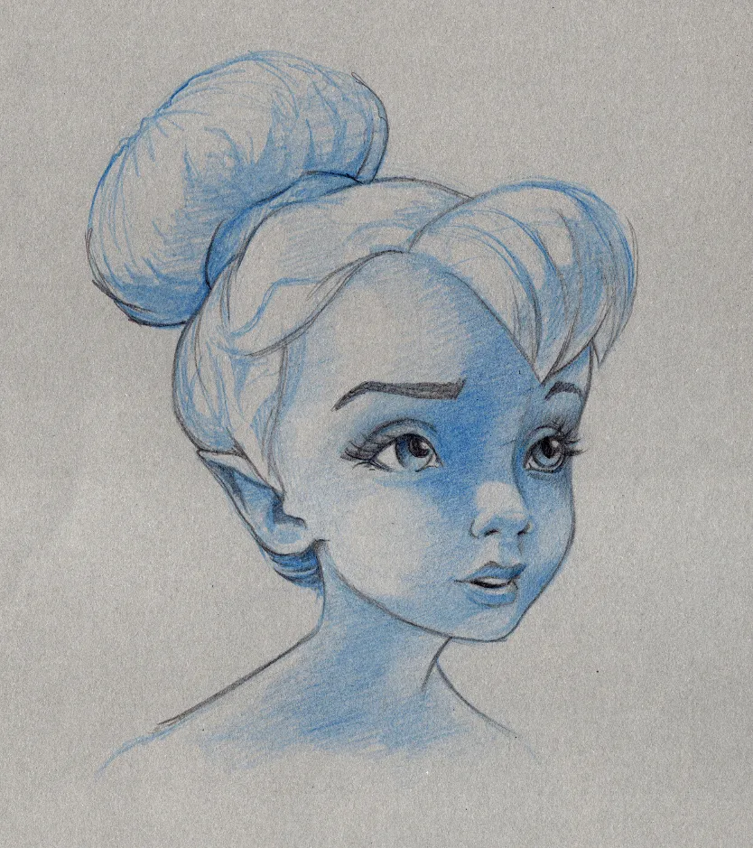 Product image for Tinkerbell Blueline Study signed print