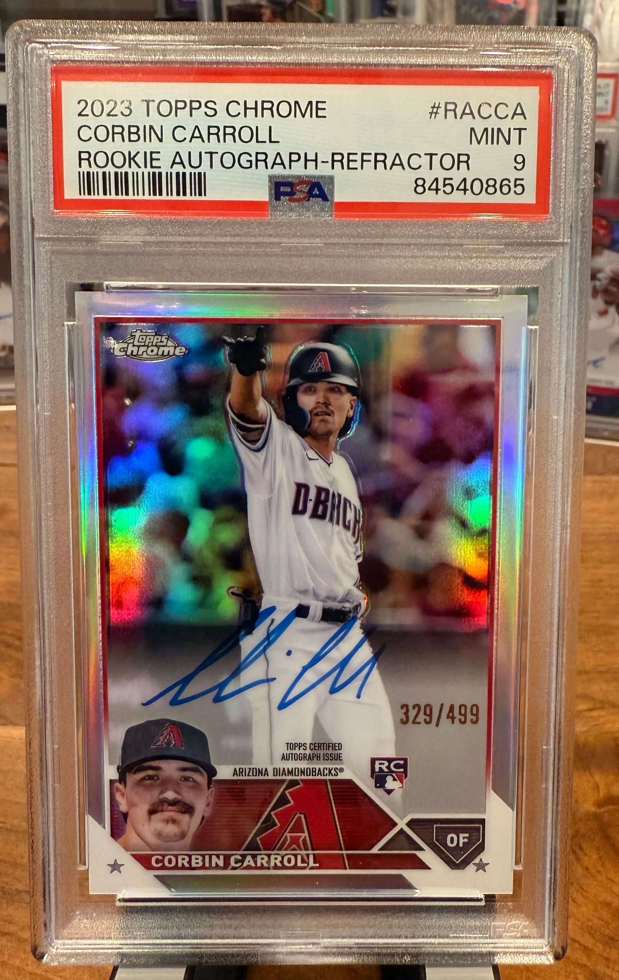 Product image for 2023 Topps Chrome Corbin Carroll Rookie Refractor Auto /499 PSA 9