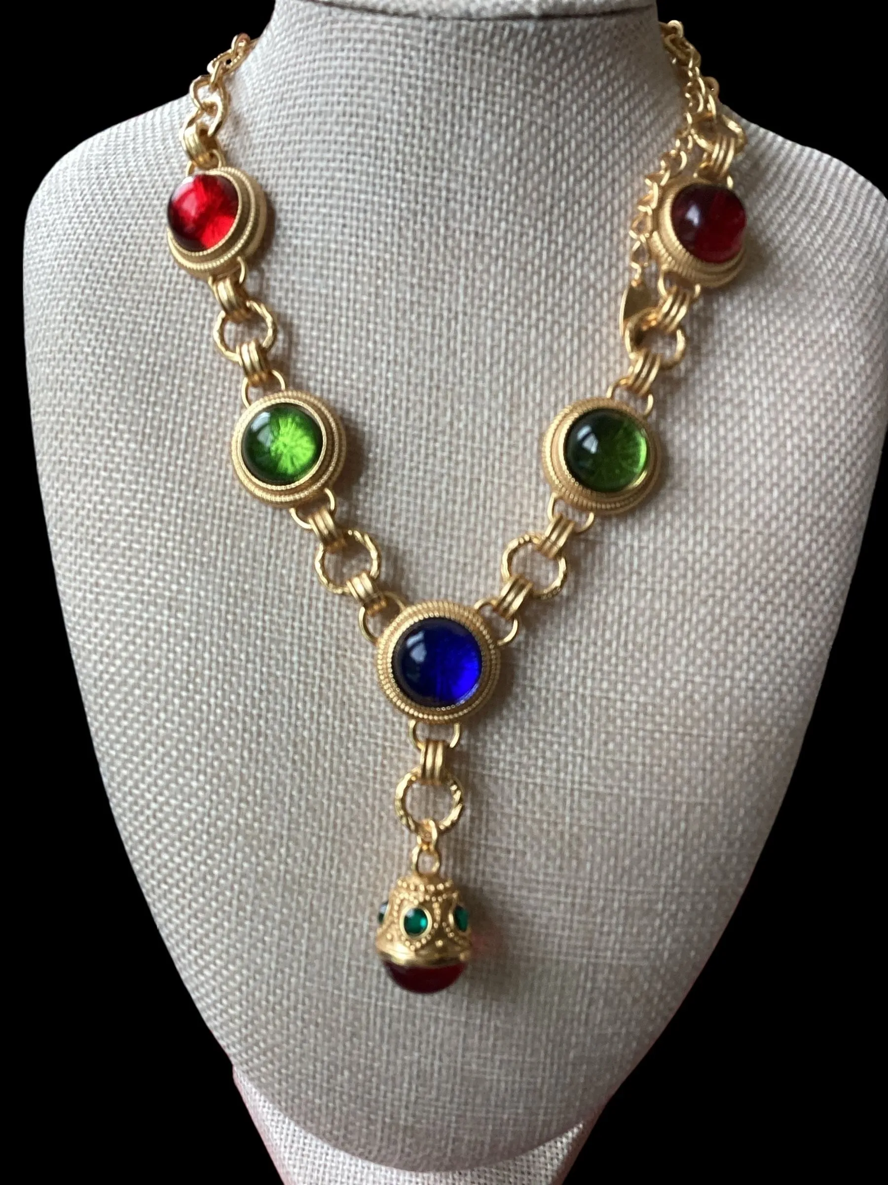 Product image for Gripoix-Style Colorful Cabochon Necklace