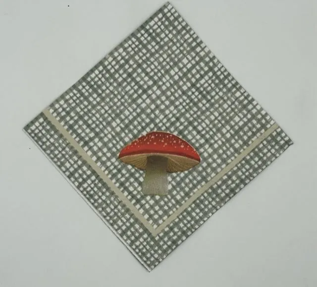 Product image for Green Plaid Mushroom Napkin Set of 4 