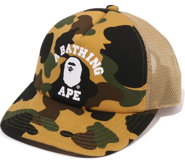 Product image for Headgear - Bape College Trucker Hat Yellow Camo