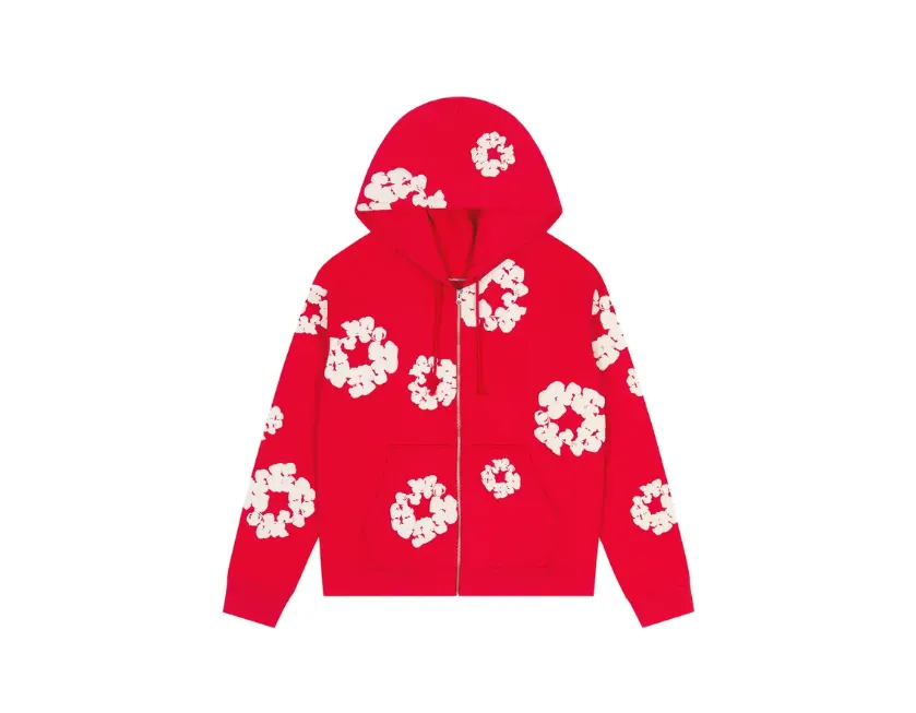 Product image for Denim Tears Cotton Wreath Zip Hoodie Red - size S, M, L, XL, XXL