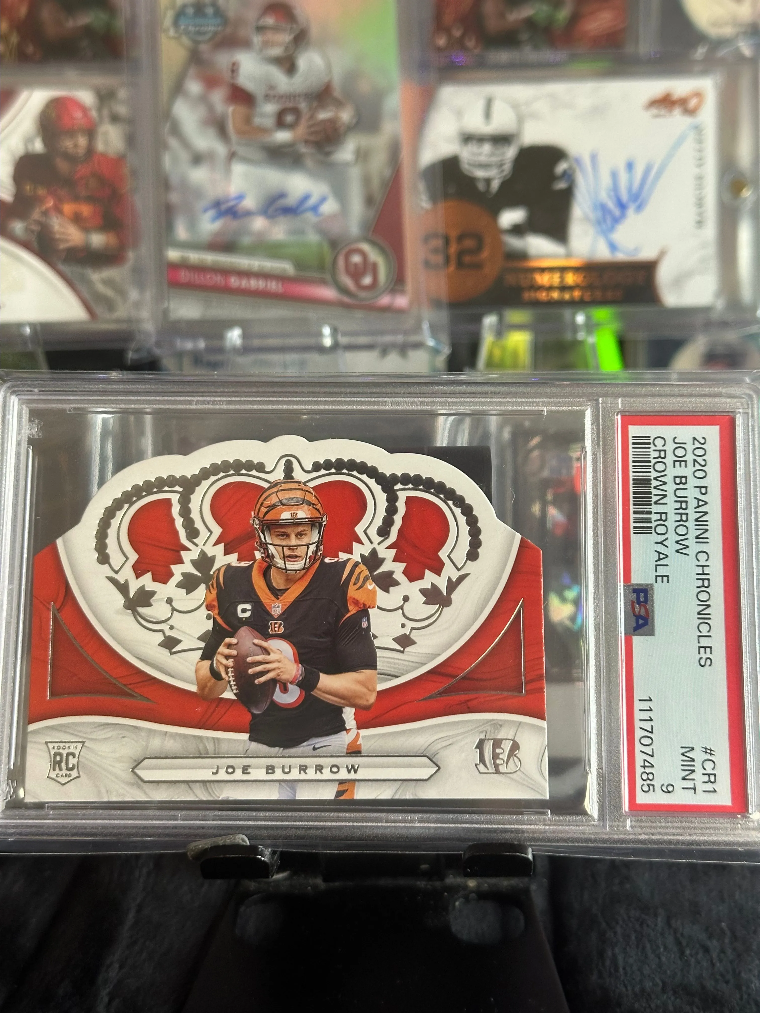 Product image for 2020 Panini Chronicles Joe Burrow Crown Royale RC #CR-1 Cincinnati Bengals PSA 9