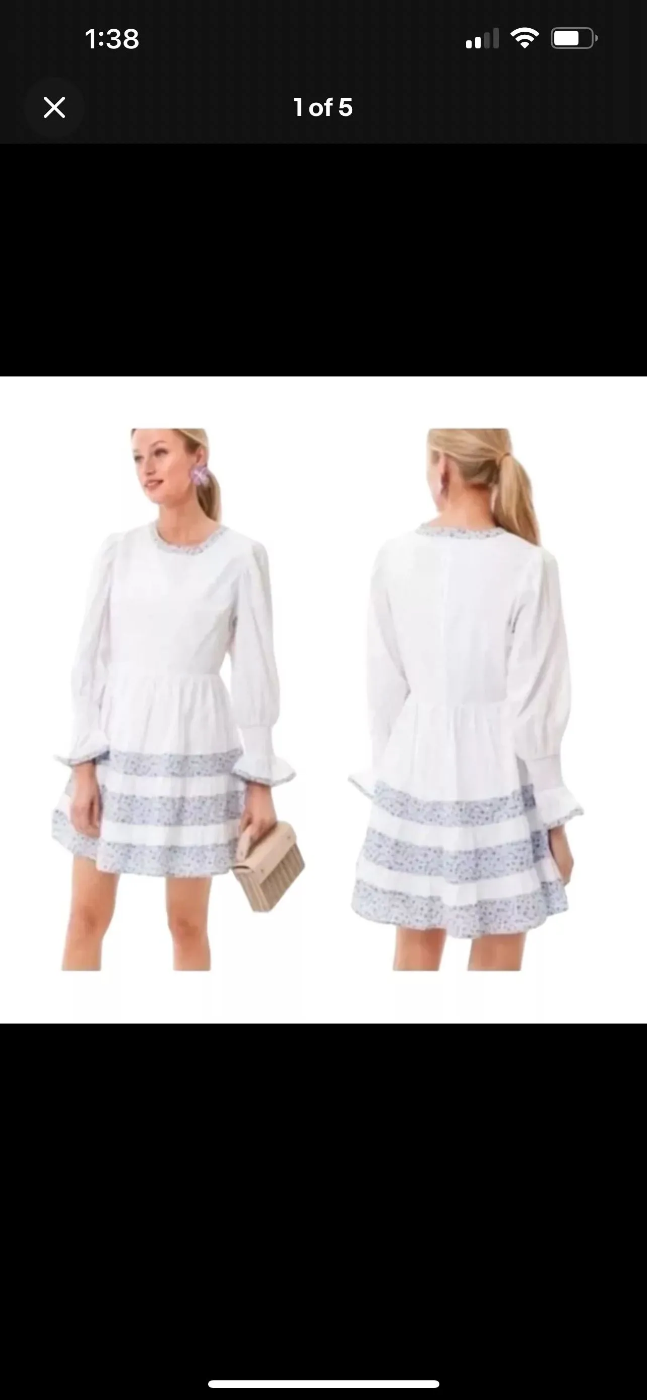 Product image for Tuckernuck Pomander Place Floral Tiered Fran Mini Dress White Size S Long Sleeve