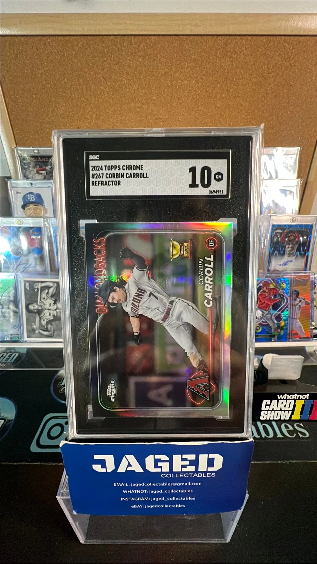 Product image for 2024 Topps Chrome Corbin Carroll Rookie Cup Refractor SGC 10