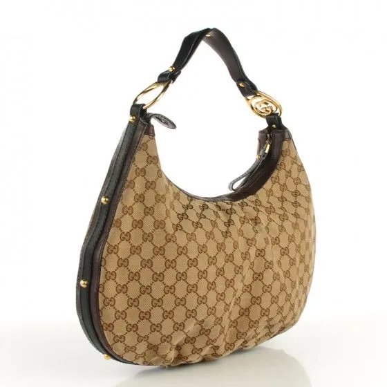Product image for GUCCI Beige/Ebony GG Canvas Interlocking G Medium Hobo Bag