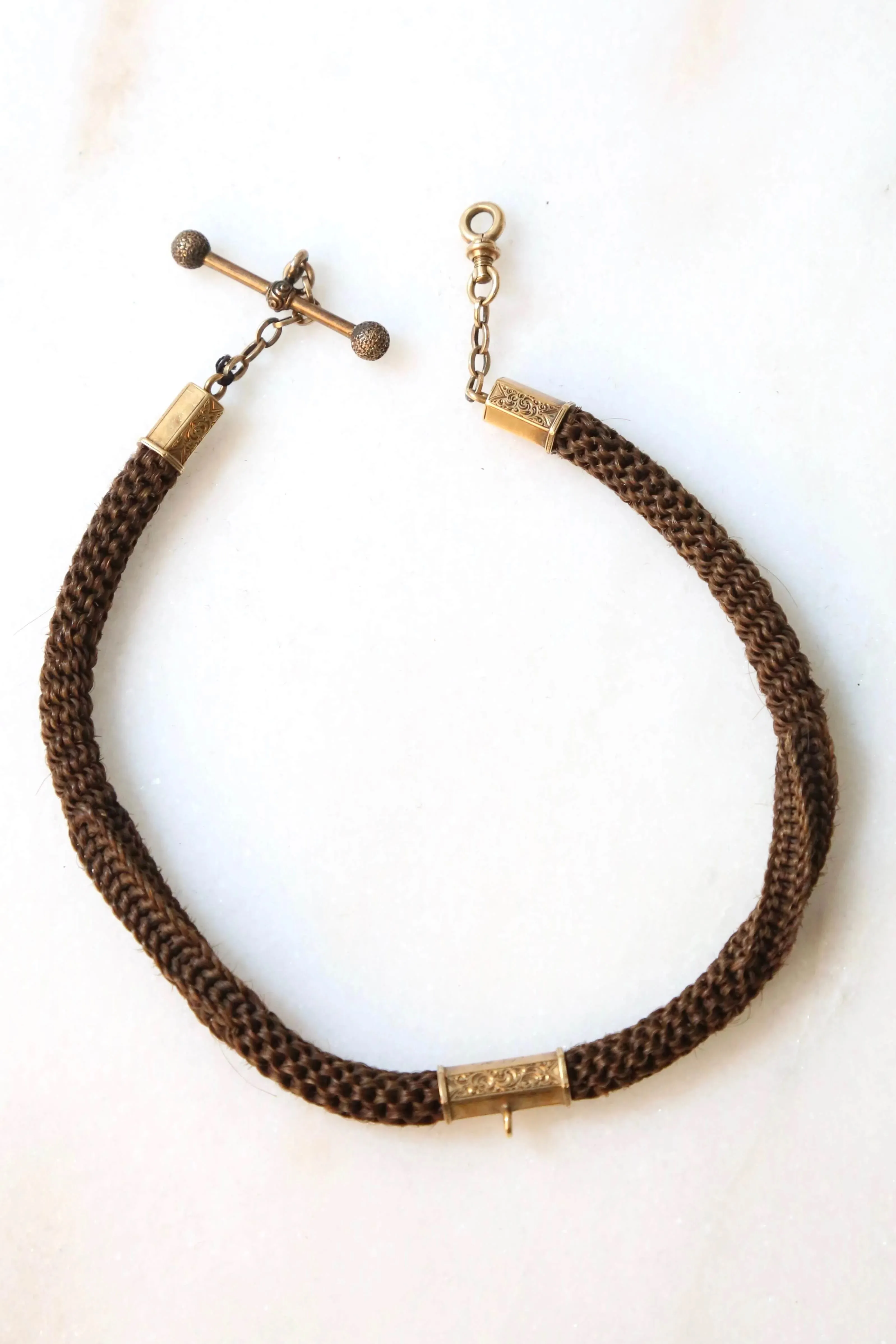 Product image for 1880's Mourning Hair and 14KT Gold Watch Chain