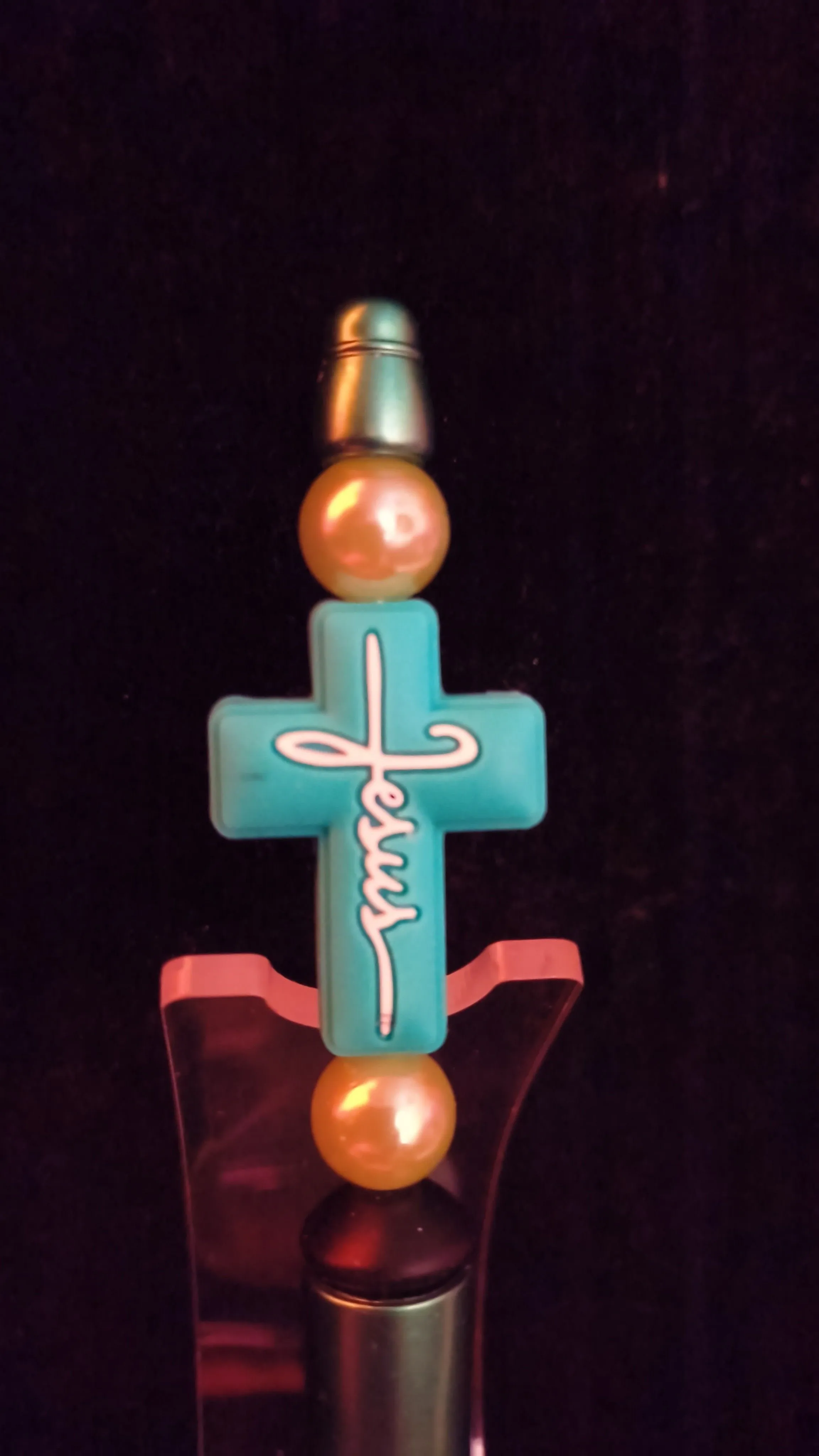 Product image for Beadable Pens - Satin Teal Jesus Cross #426