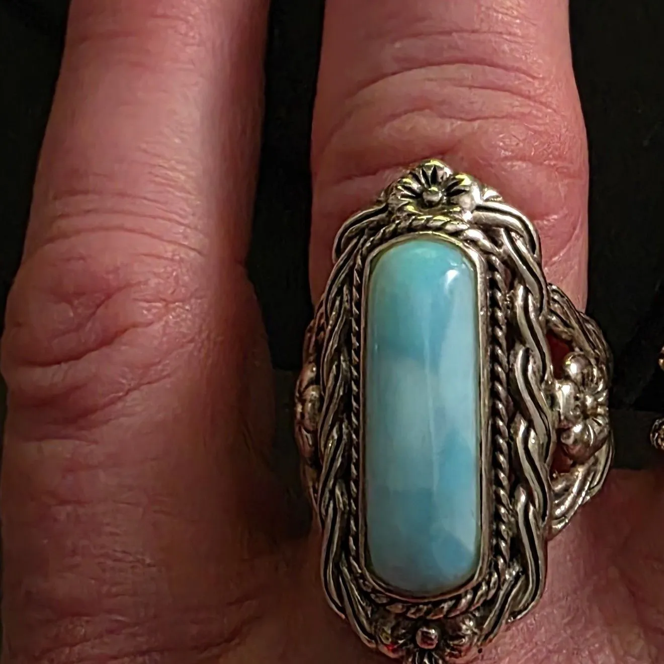 Product image for fancy larimar and silver ring size 8