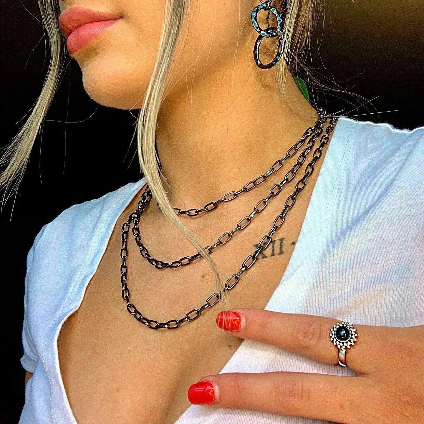Product image for Gunmetal Tri-Length Box Link Choker