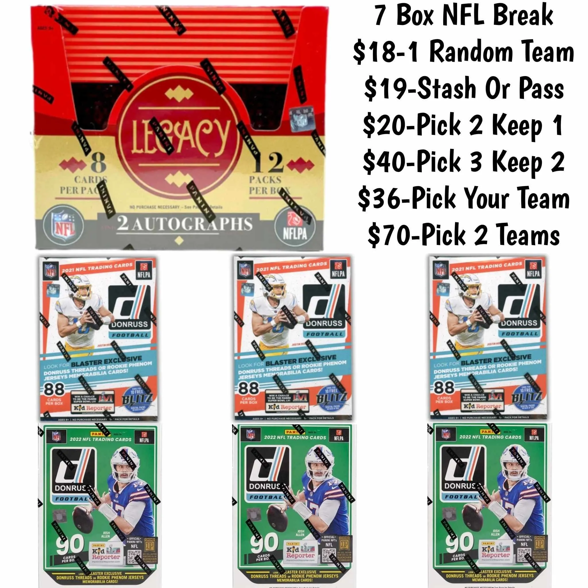 Product image for 7 Box NFL Break!! 3 Years!! Multiple Options!!