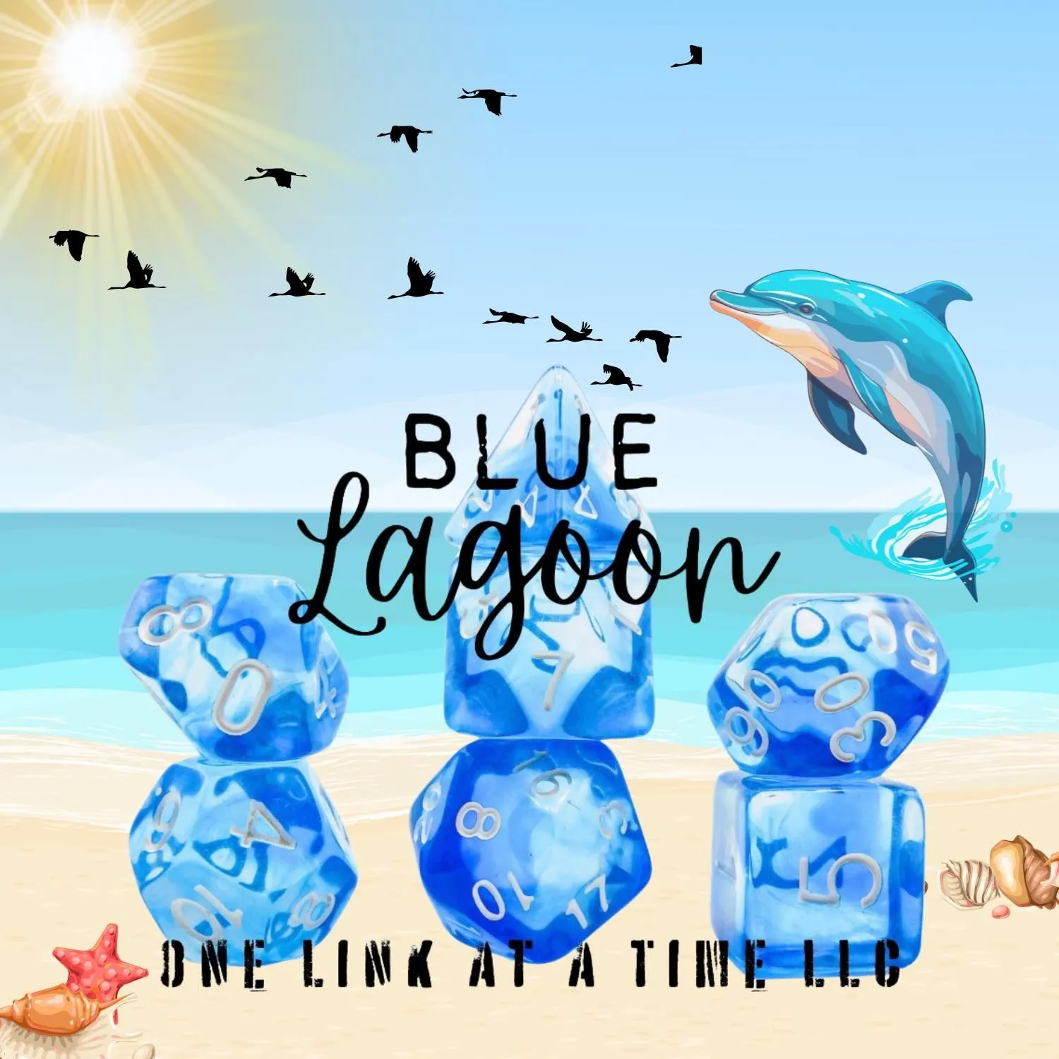 Product image for [BLUE LAGOON] 7pc Acrylic Dice Set [ACR066]