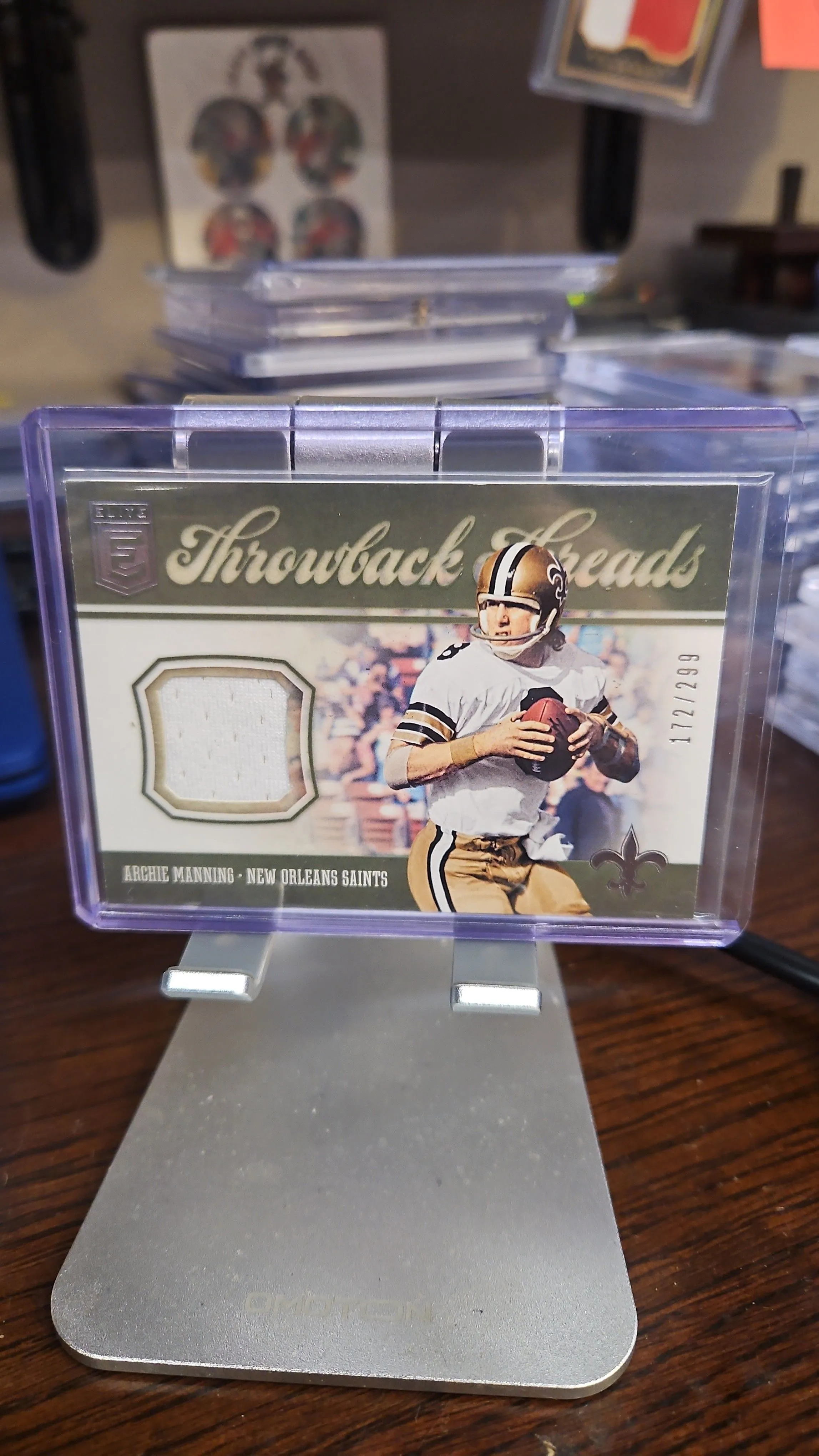 Product image for Archie Manning Patch...#d 172/299...2019 Elite Throwback Threads..Saints