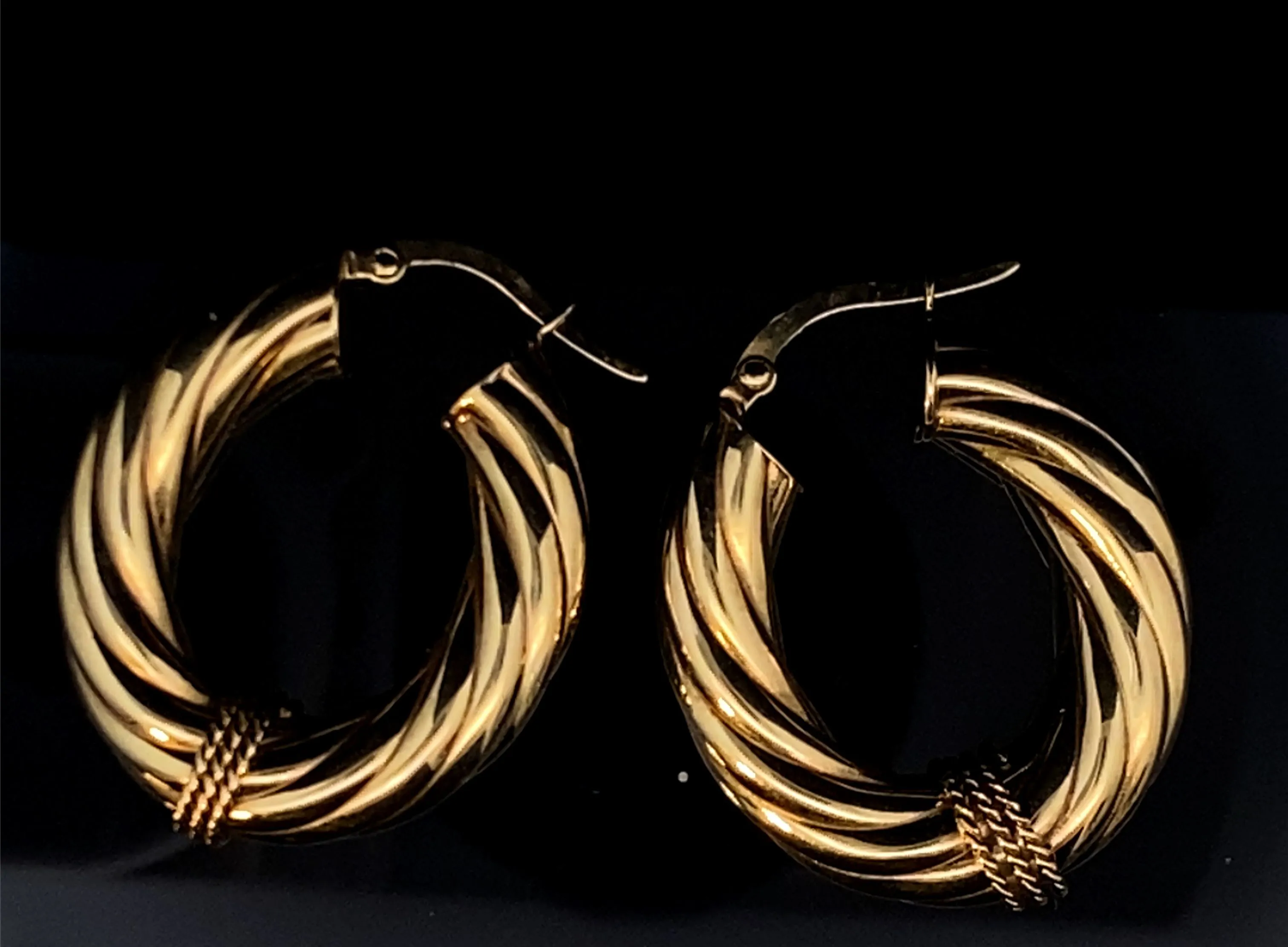 Product image for 14K YG Rope Oval Hoop Earrings PH