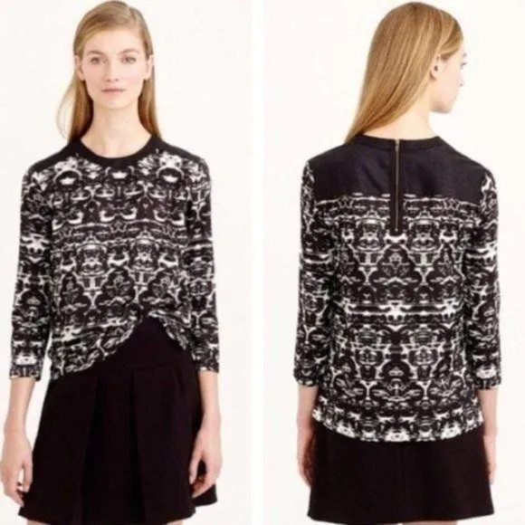 Product image for J. Crew Blurred Ikat Blouse Black White Pattern Size 10