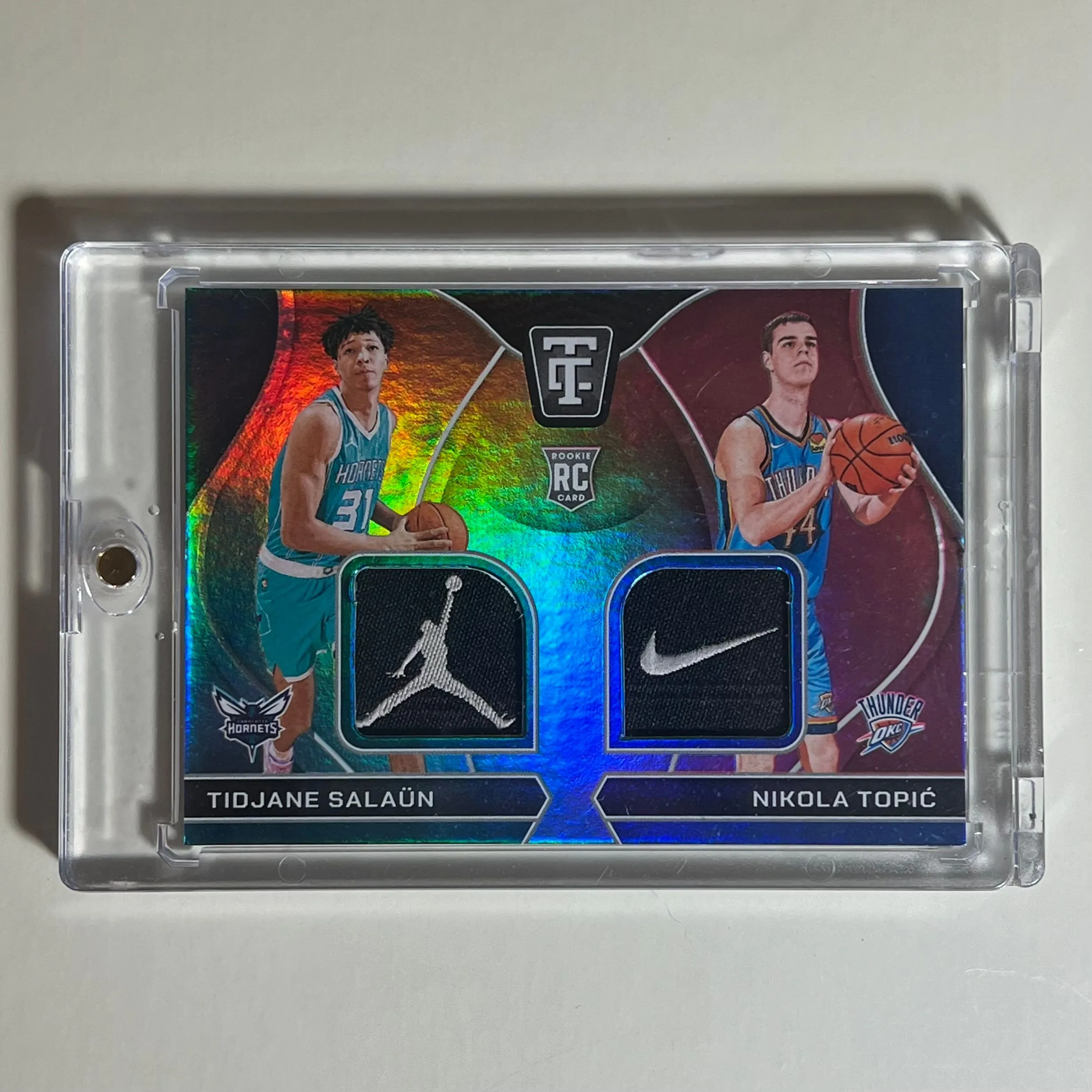 Product image for 2024-25 Panini Totally Certified Nikola Topic / Tidjane Salaun 1/1 Dual Patch RC #RDS-TSN