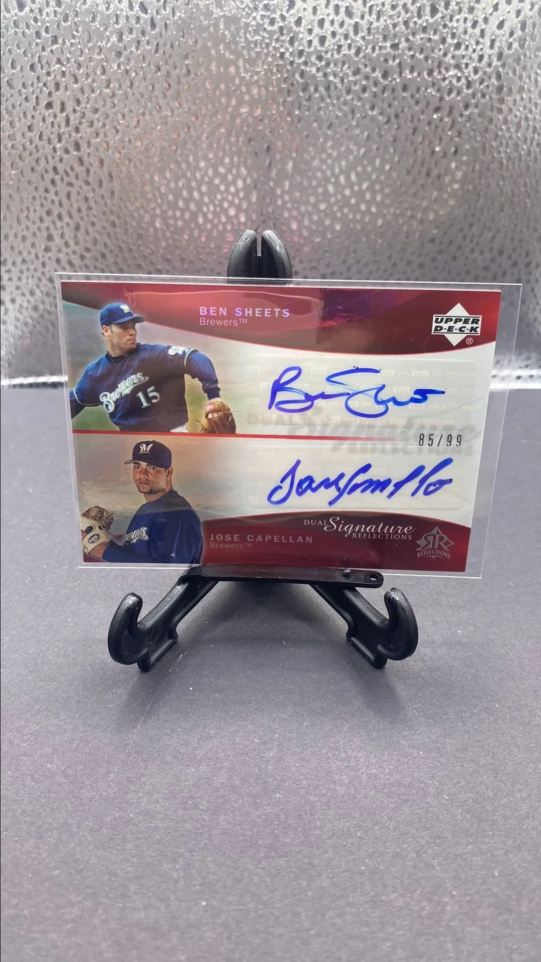 Product image for Ben Sheets + Jose Capellan 2005 Upper Deck Reflections Dual Auto #85/99       Brewers