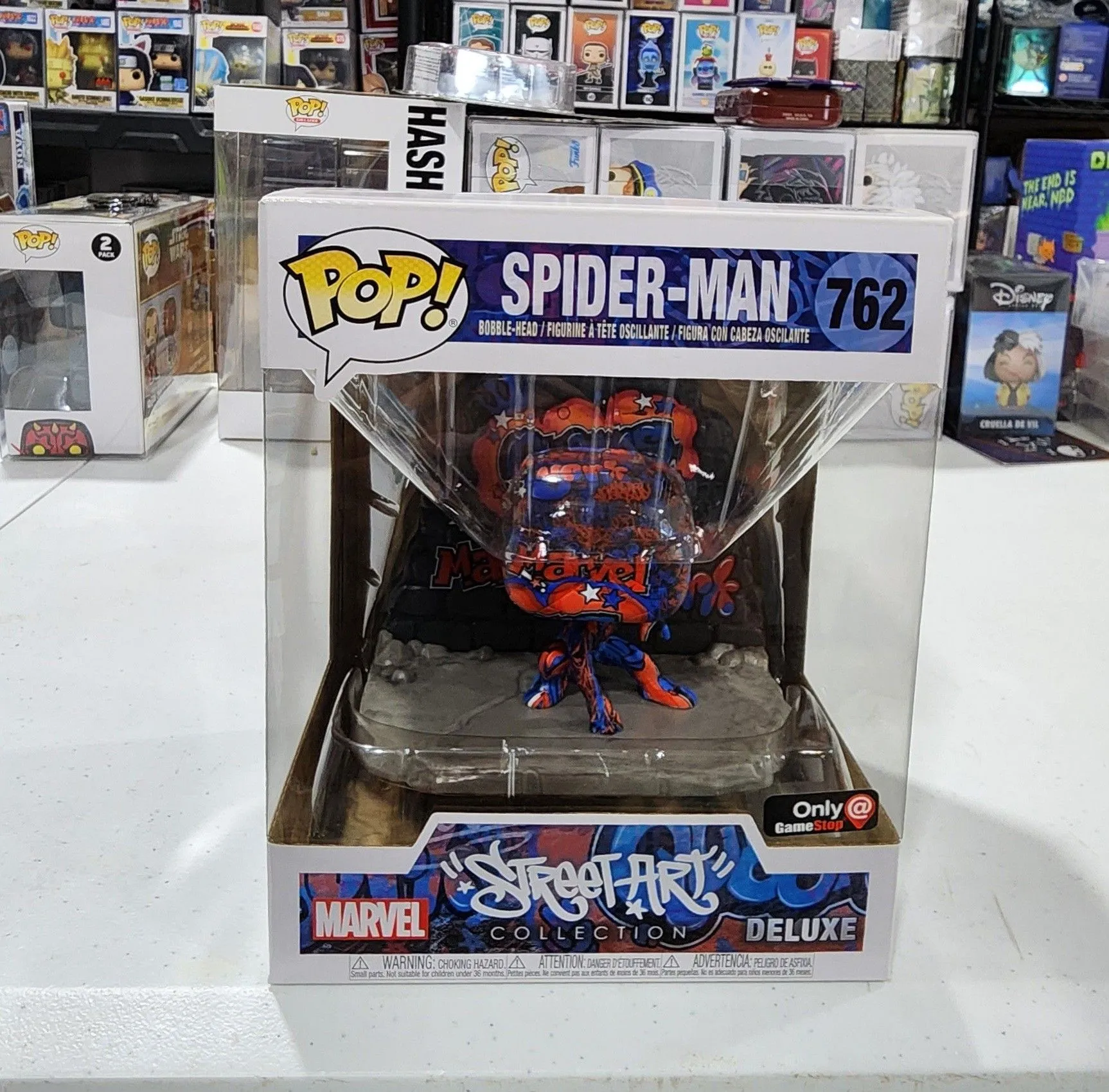 Product image for Funko Pop Marvel Deluxe Spider-Man Street Art Collection Game Stop Exclusive