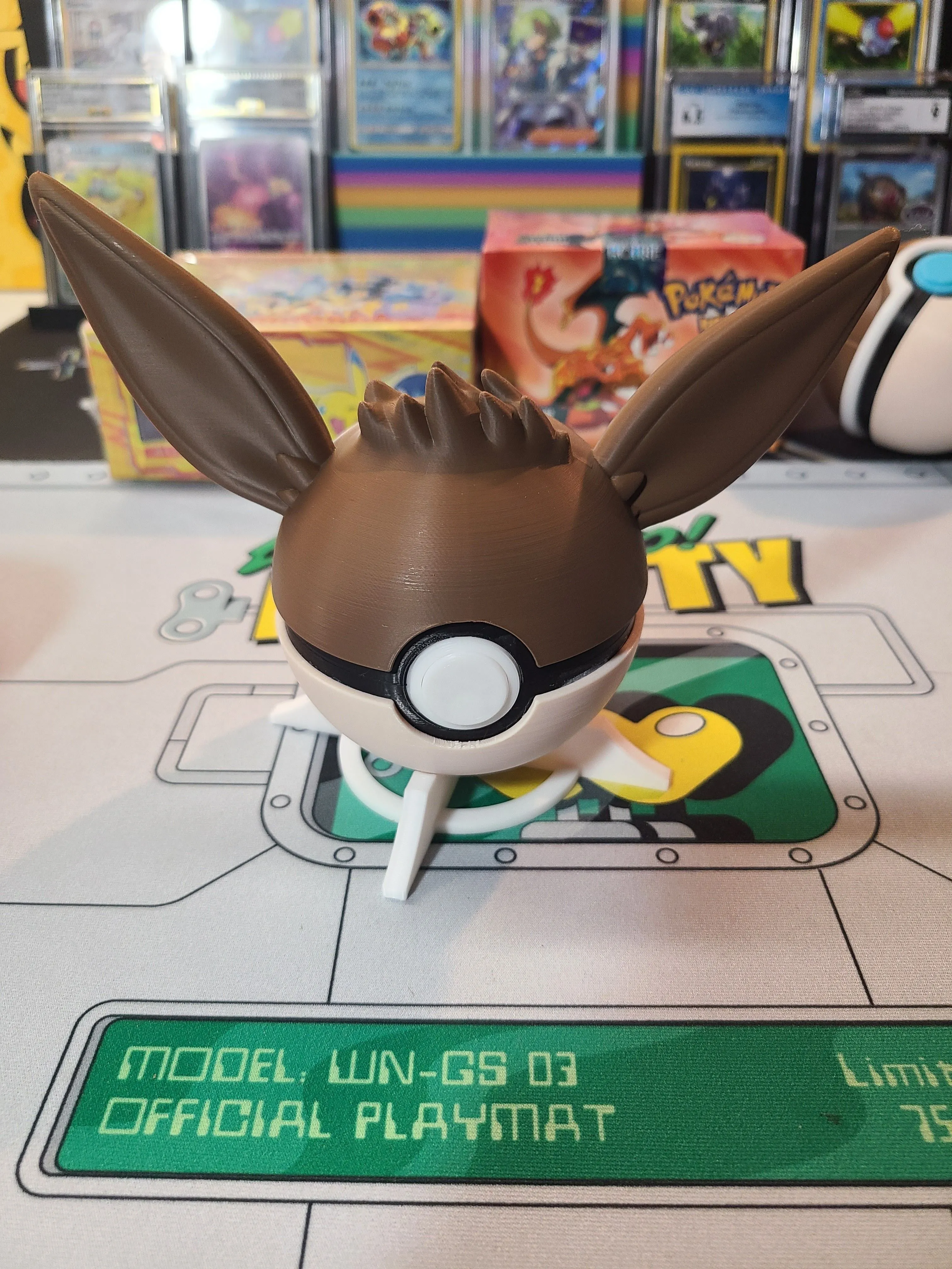 Product image for 3D Printed Eevee Themed Pokeball with stand