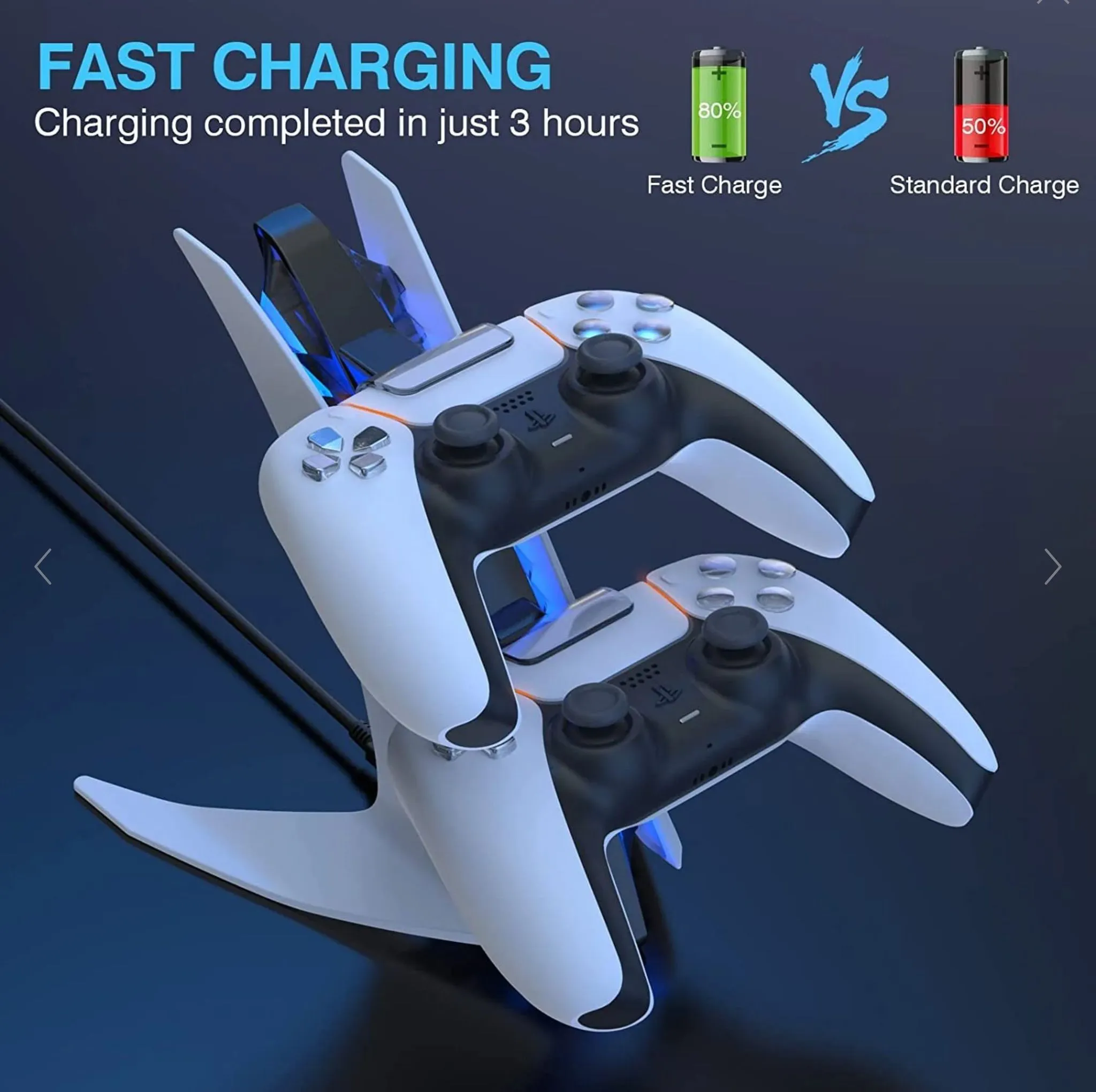 Product image for Dobe Dual Honeycomb RGB Charger for PlayStation 5 Controllers