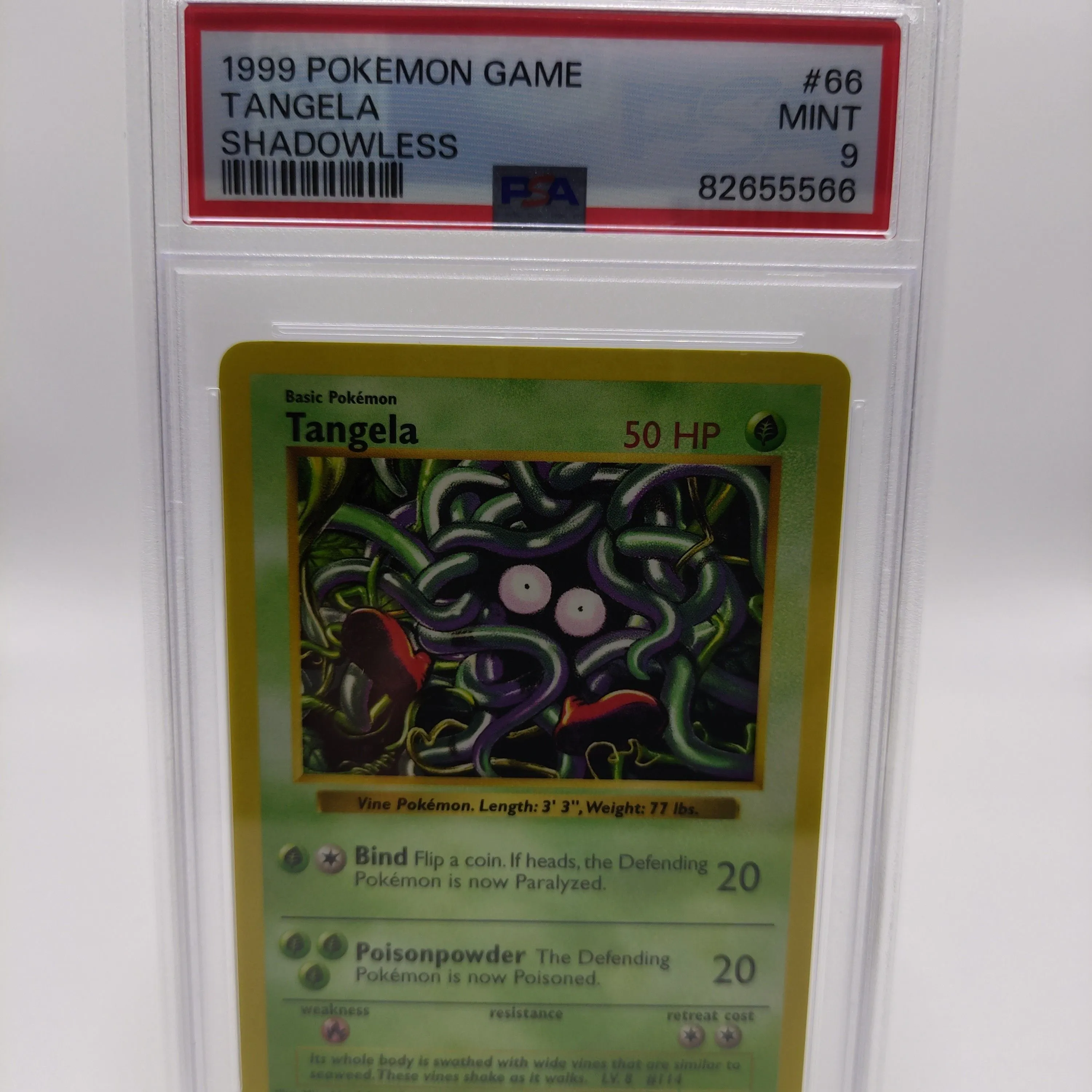 Product image for Base Set 1999 Pokemon Game Tangela Shadowless PSA MINT 9