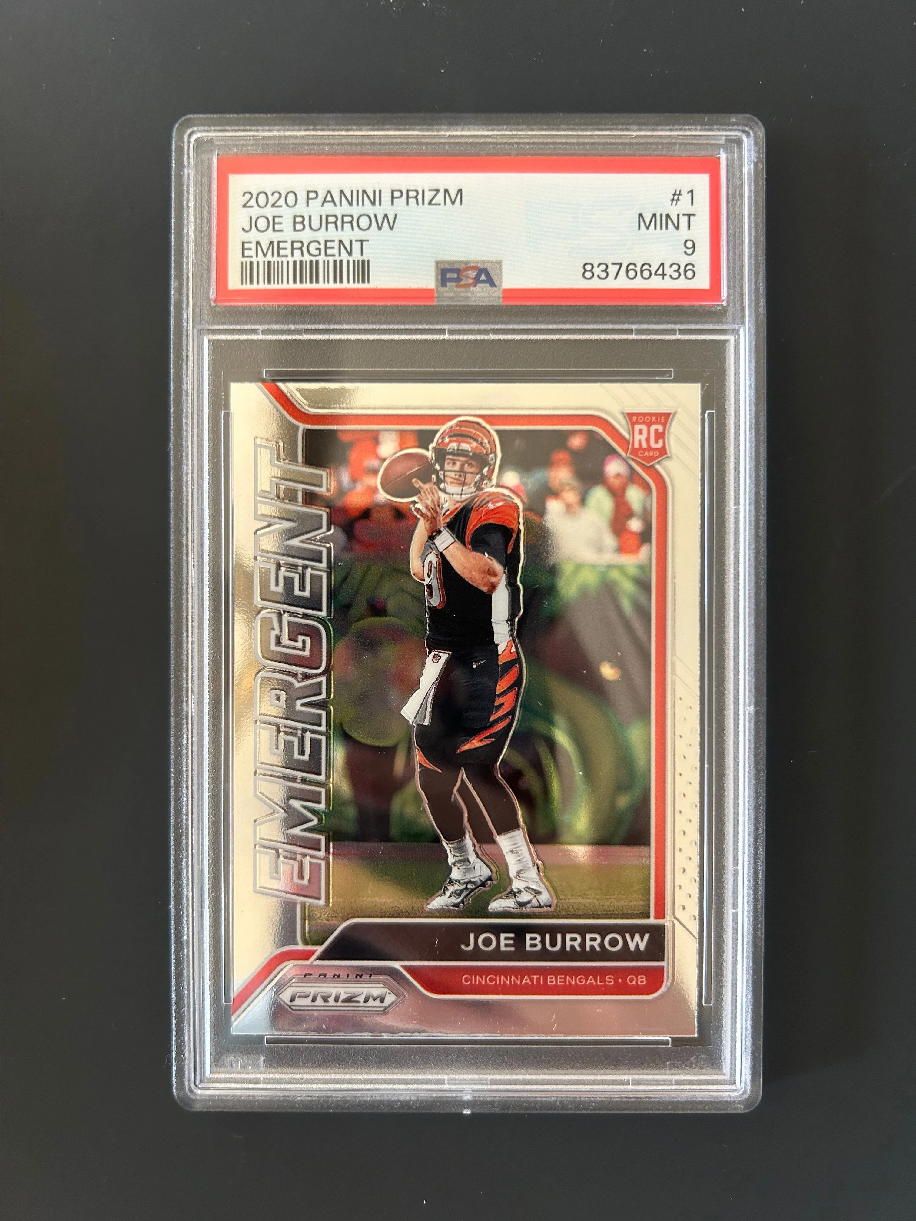 Product image for 2020 JOE BURROW #1 PSA GRADED MINT MT 9 PANINI PRIZM EMERGENT ROOKIE RC CINCINNATI BENGALS